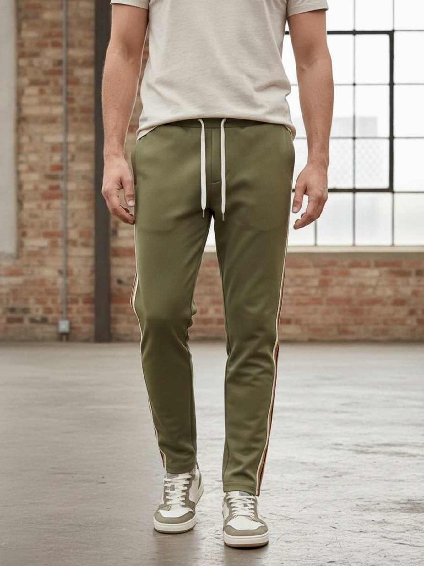Pantalon casual homme tendance coton ajusté