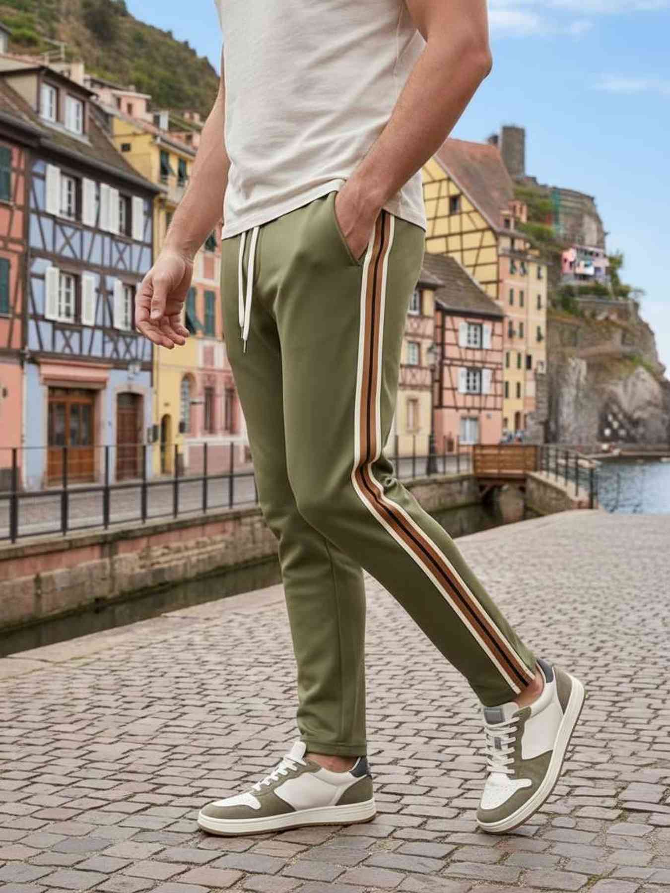 Pantalon casual homme tendance, longueur régulière, coton corduroy