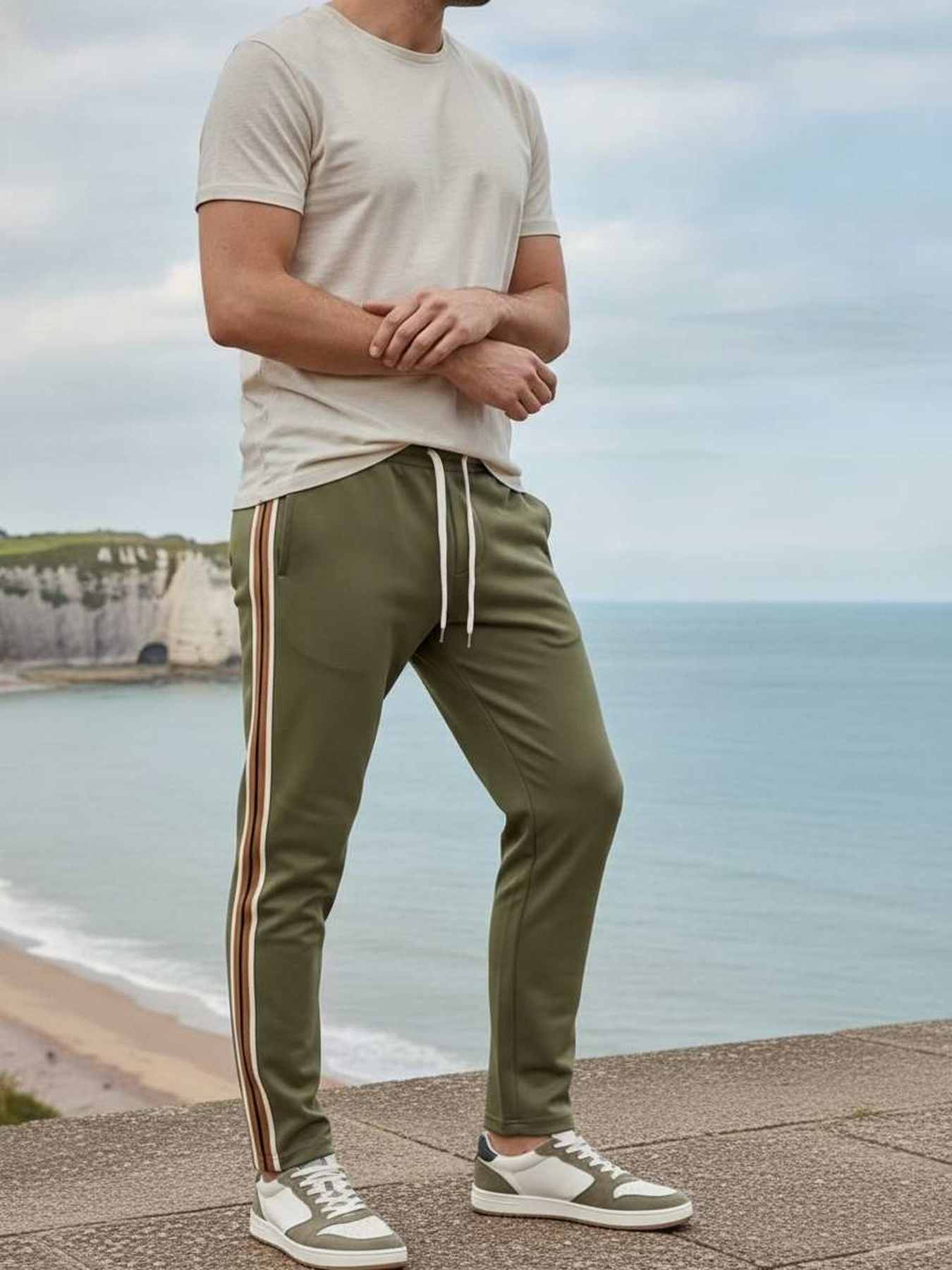 Pantalon casual homme tendance cordon anti-plis