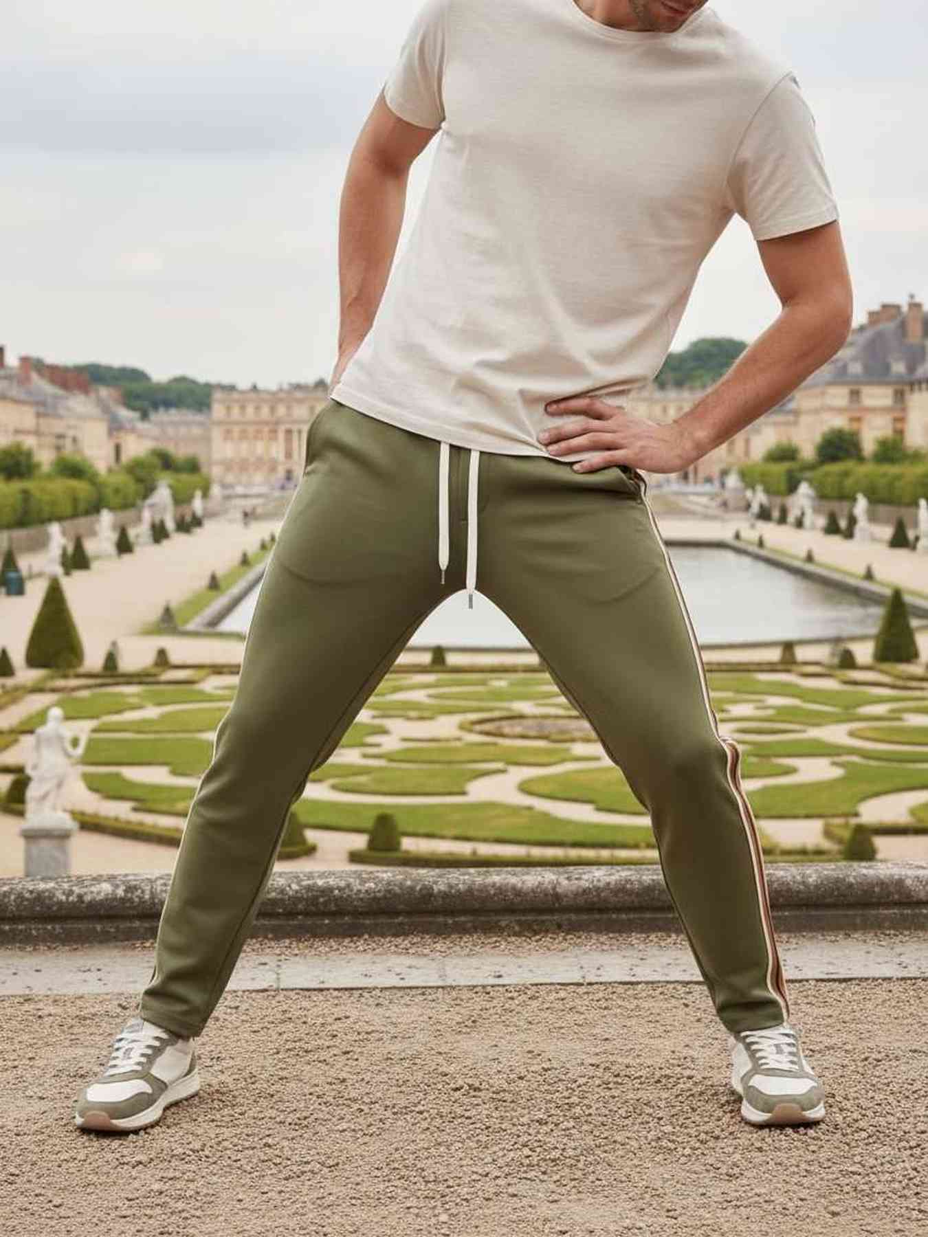 Pantalon casual homme tendance cordon anti-plis
