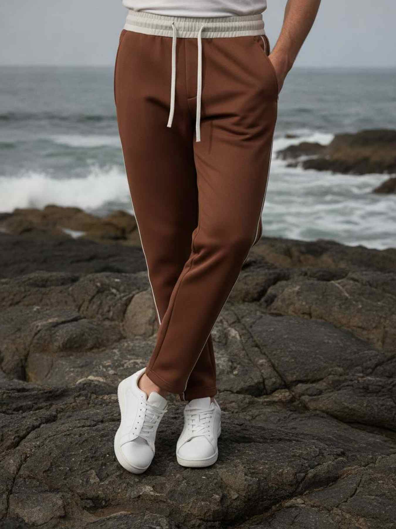 Pantalon casual homme tendance coton ajusté