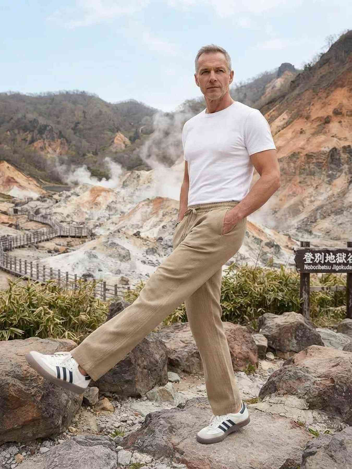 Pantalon casual homme tendance, longueur régulière, coton corduroy