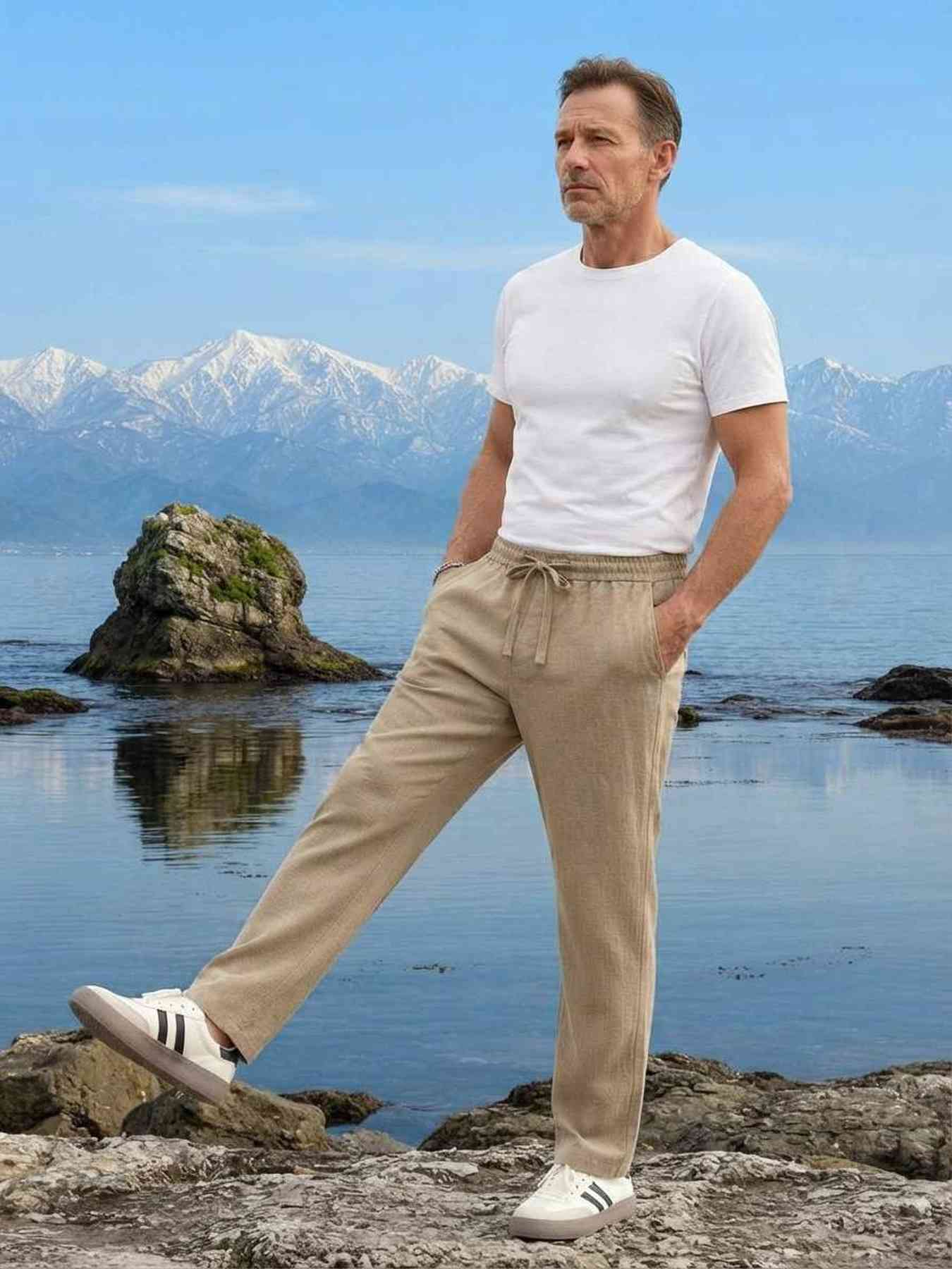 Pantalon casual homme tendance cordon