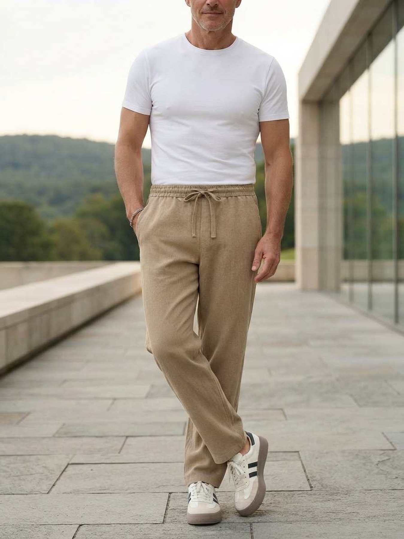 Pantalon décontracté homme, corduroie, coupe droite, anti-froissement