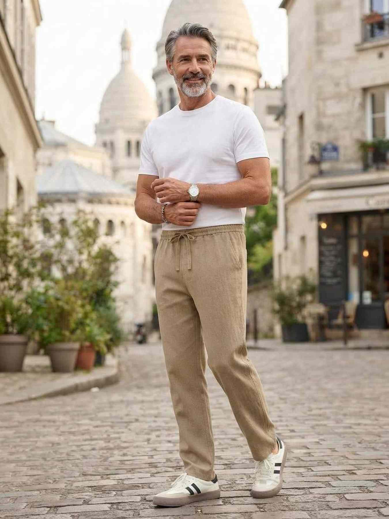 Pantalon casual homme tendance jambe droite