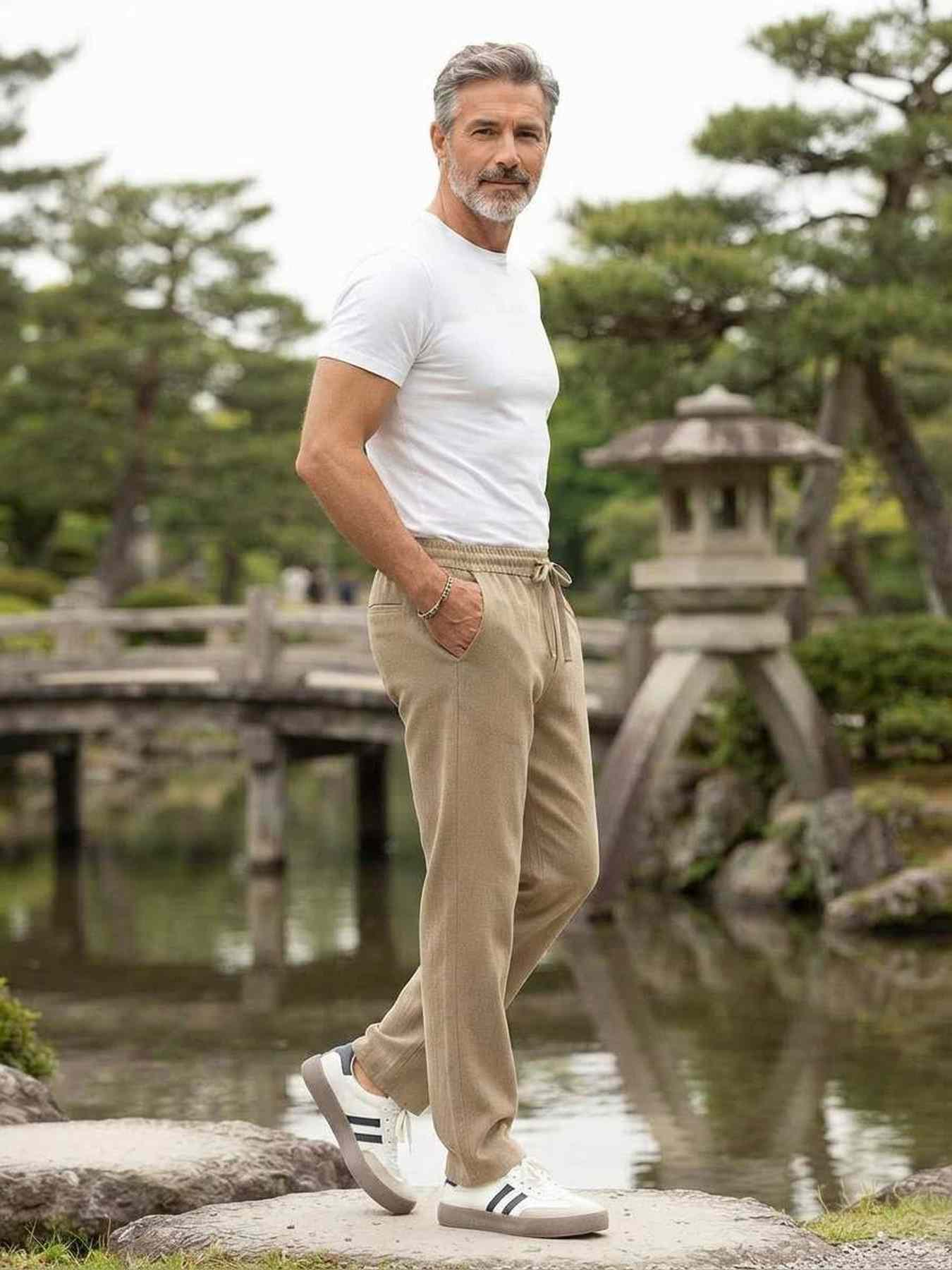 Pantalon casual homme tendance jambe droite