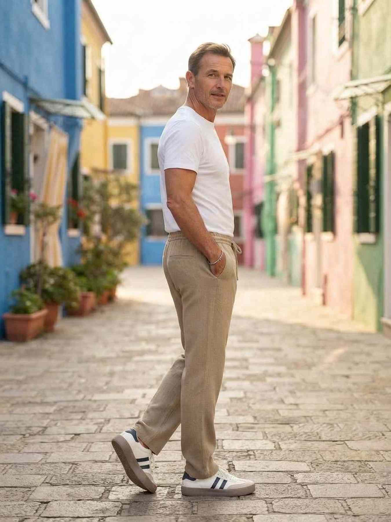 Pantalon casual homme en velours côtelé, coupe droite, anti-froissement
