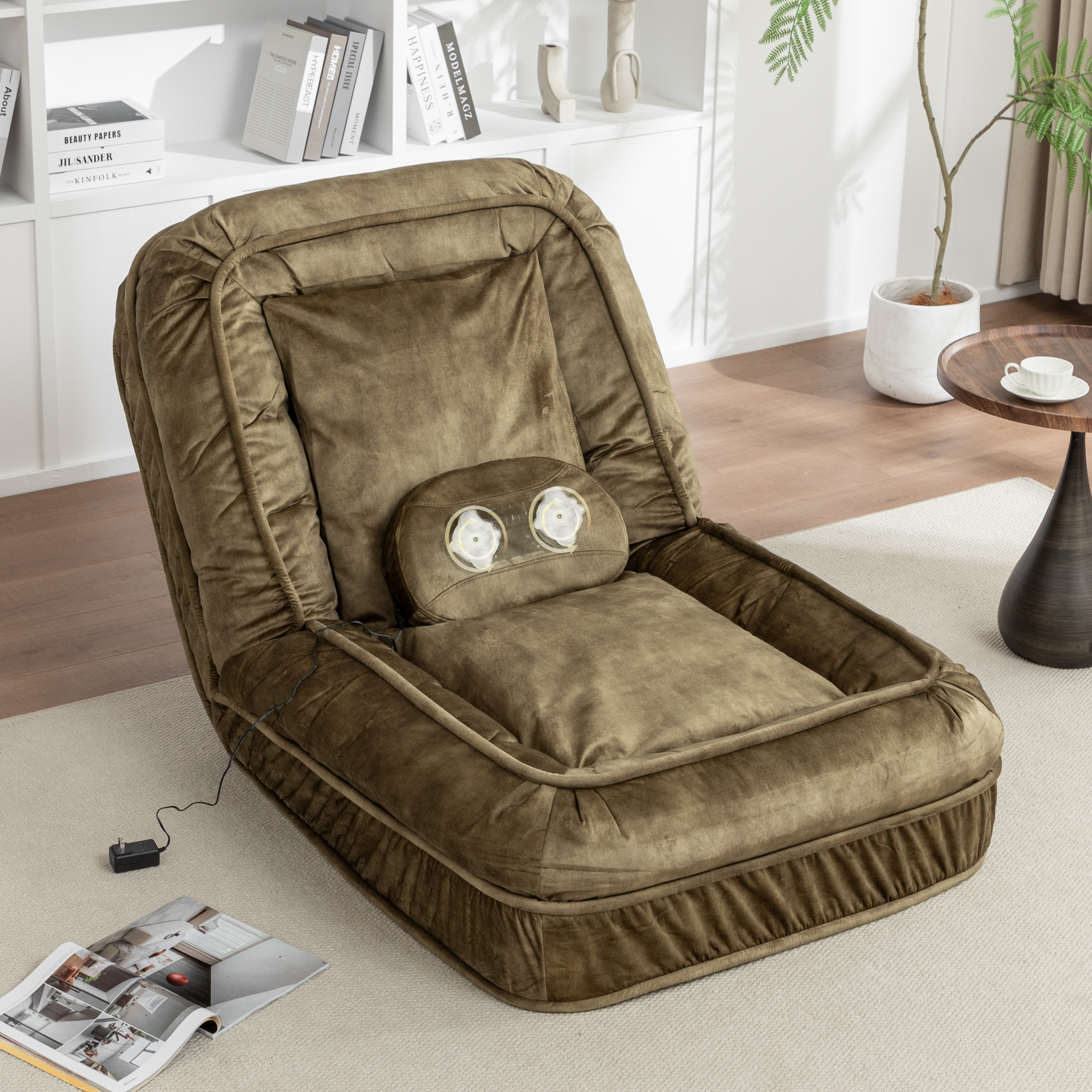 Lit chien humain rembourré, 5 positions, massage, 2 coussins