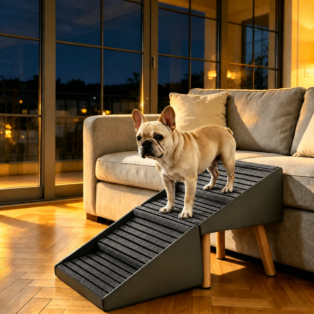 Escalier chien 19,69po pliable canapé lit 4 marches gris