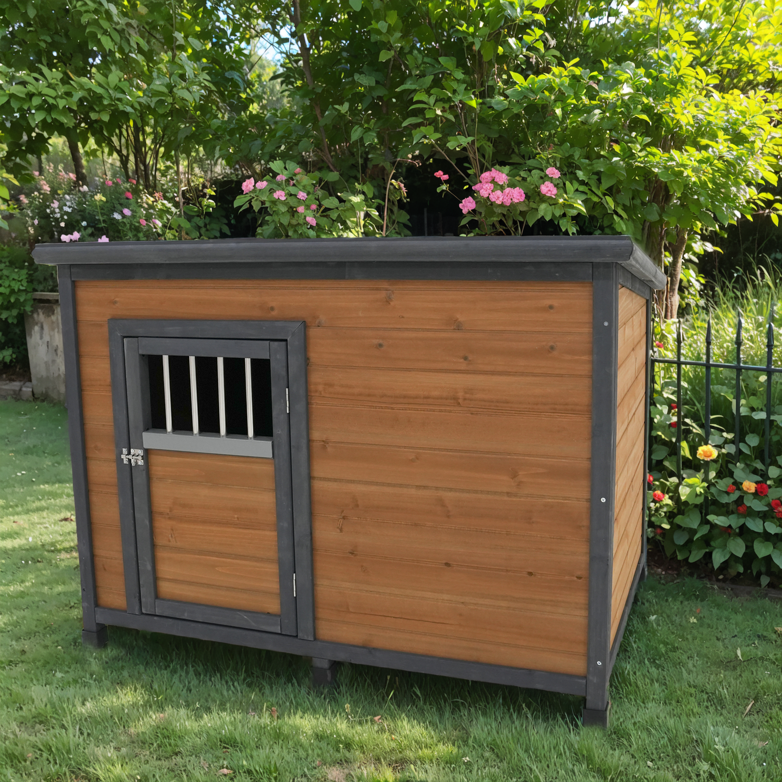 Niche chien bois massif 45 po, toit PVC imperméable