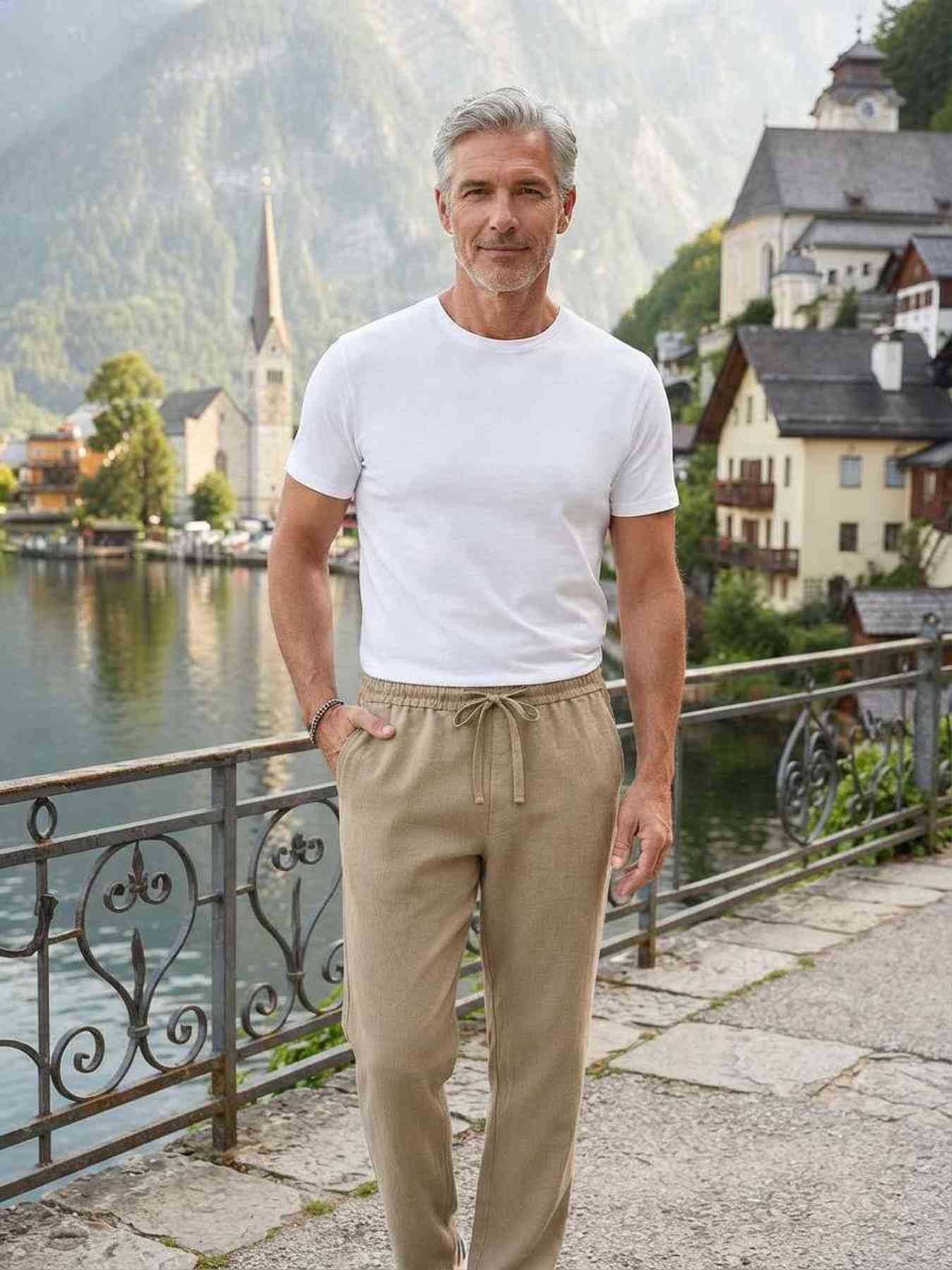 Pantalon casual homme tendance ajusté