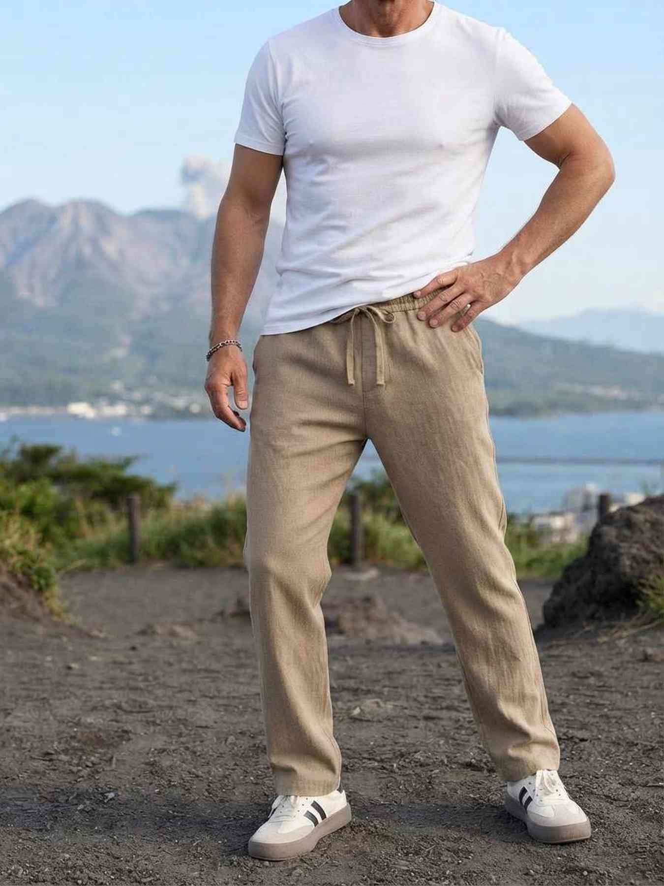 Pantalon casual tendance homme, long, droit, velours côtelé, ajusté, anti-froissure