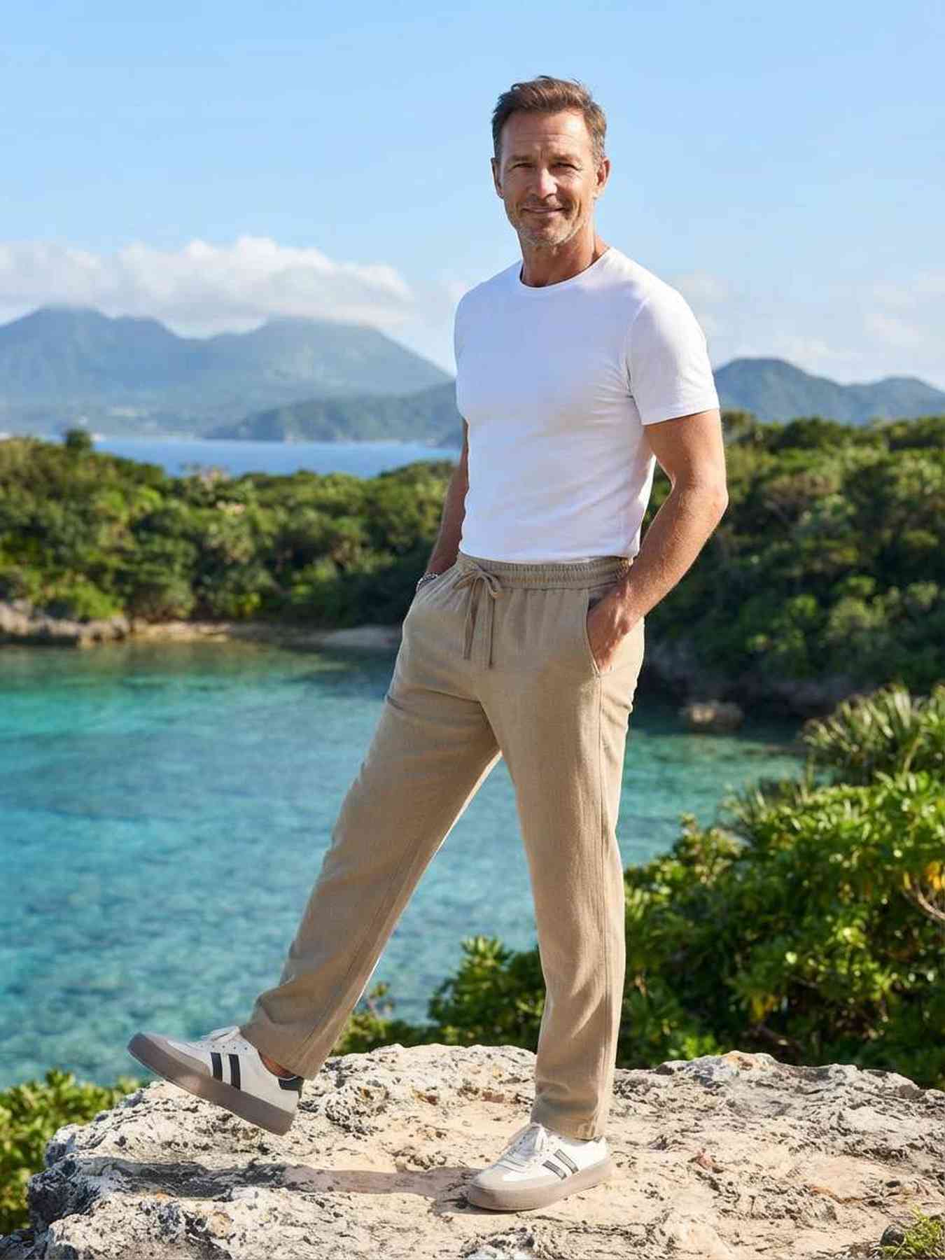 Pantalon casual homme tendance cordon