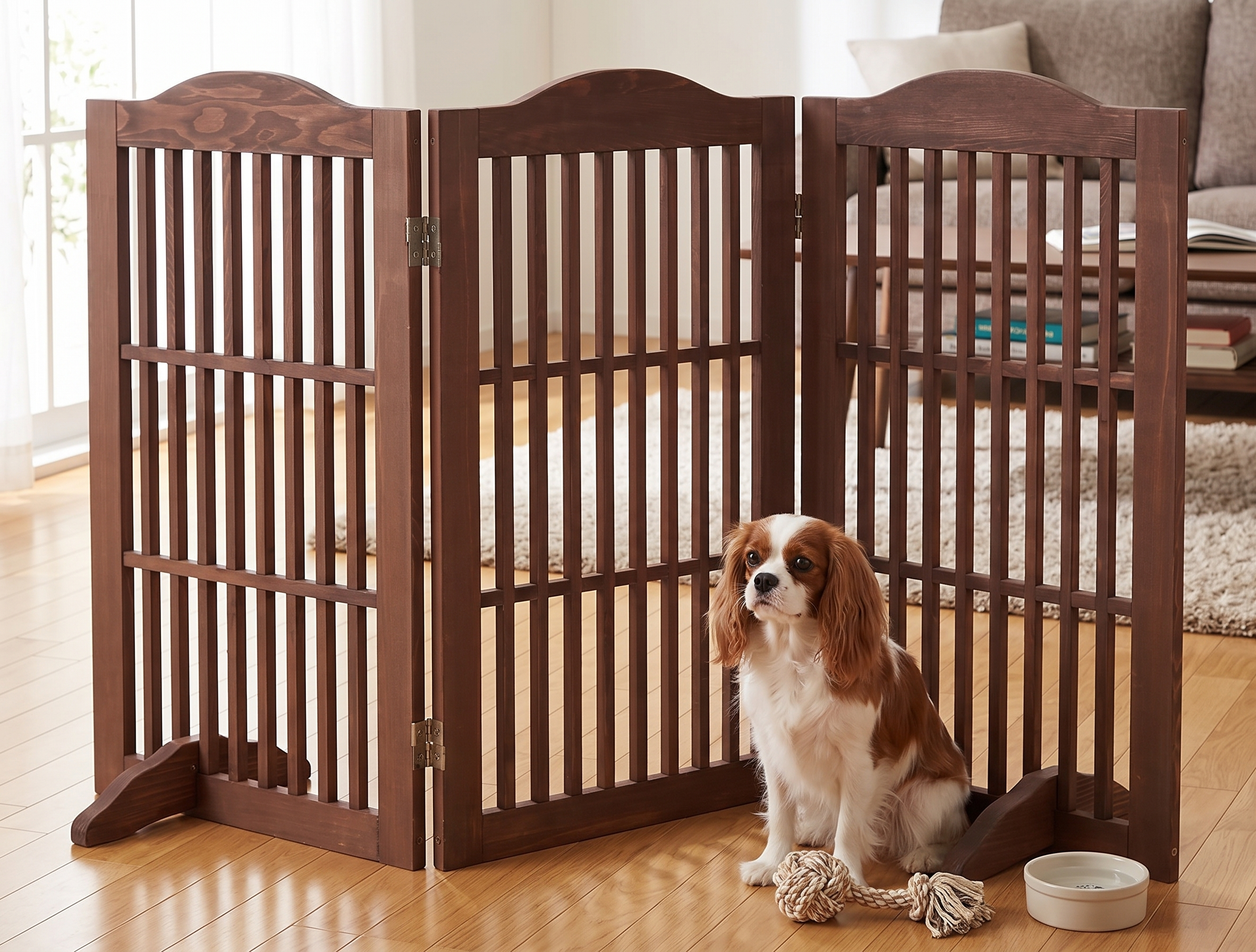 Barrière chien bois pliable 30" 3 panneaux