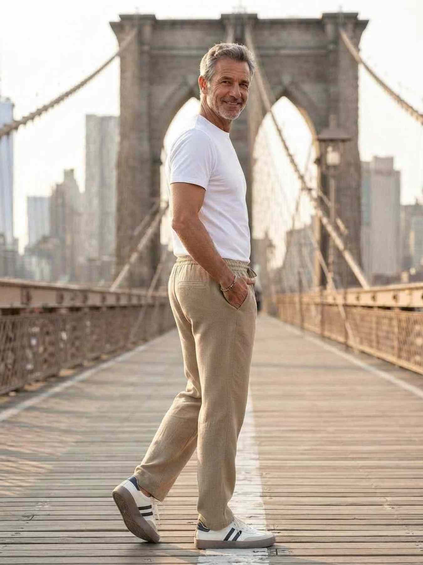 Pantalon casual homme tendance jambe droite