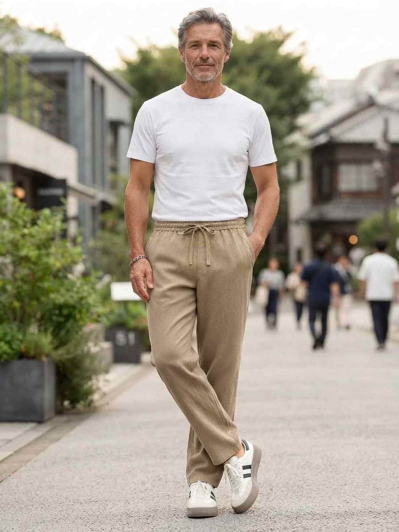 Pantalon casual homme tendance, droit, velours côtelé, ajusté, 9 po
