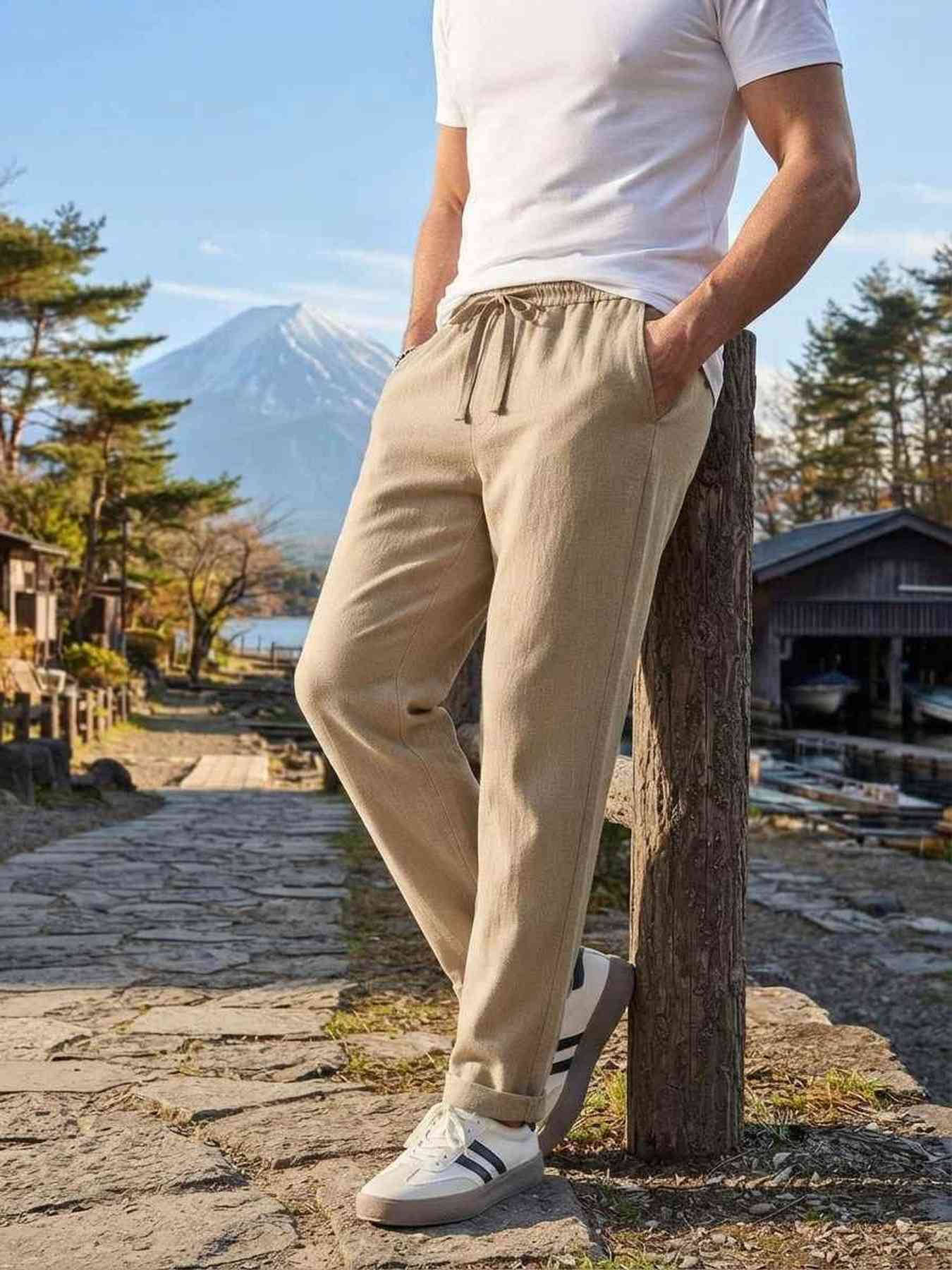 Pantalon casual homme tendance, droit, velours côtelé, ajusté, anti-froissement