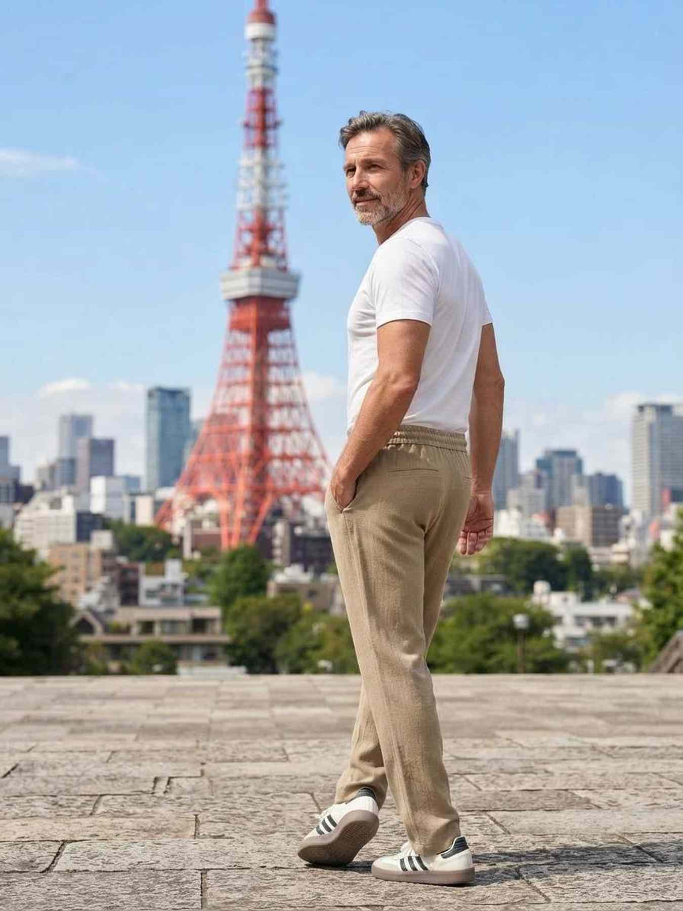 Pantalon casual homme tendance jambe droite