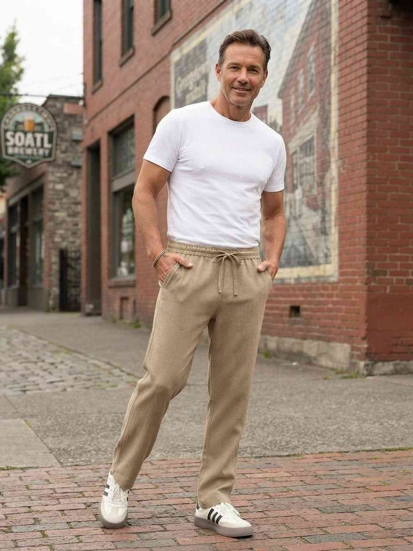 Pantalon homme tendance corduroy droit antirides 9 pouces