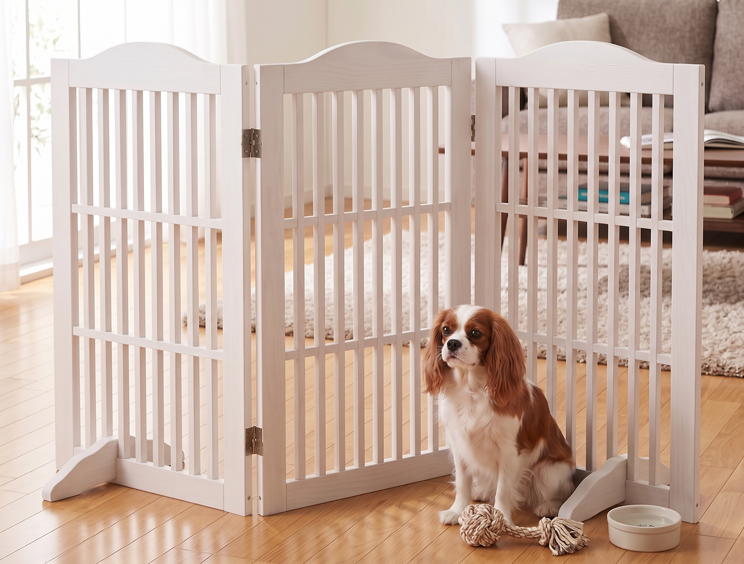 Barrière chien bois pliable 30" 3 panneaux