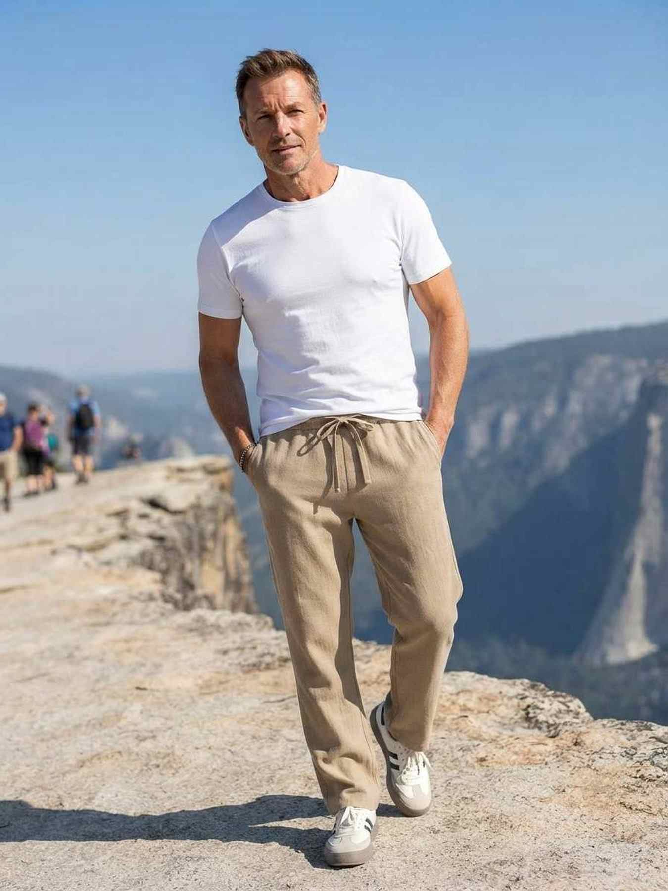 Pantalon casual homme tendance, longueur régulière, coton corduroy