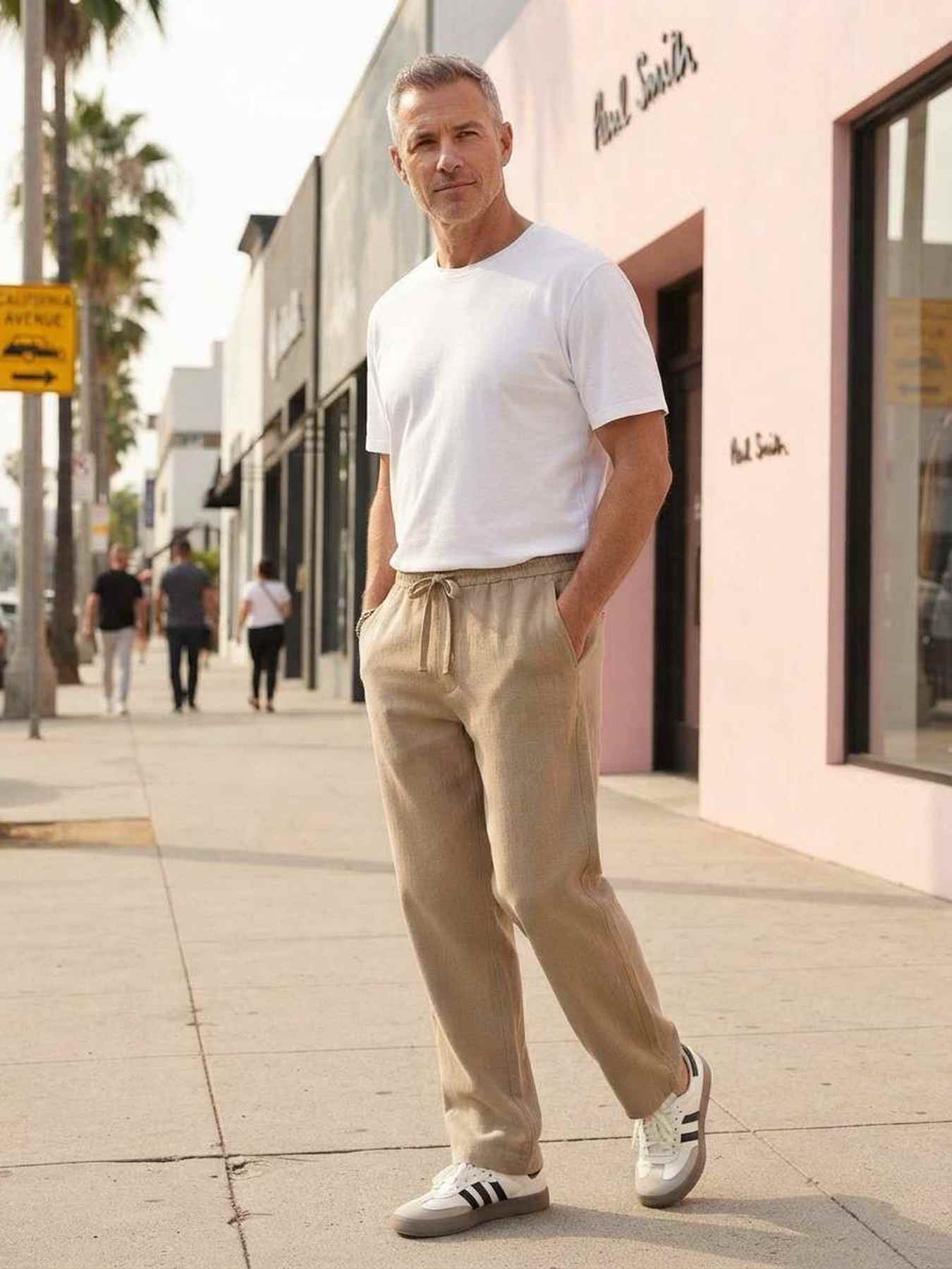 Pantalon casual homme tendance ajusté