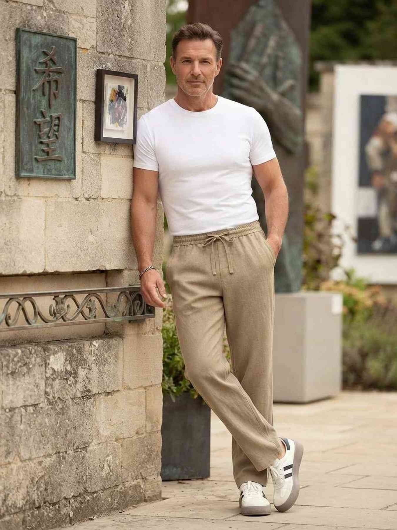 Pantalon homme tendance corduroy droit antirides 9 pouces
