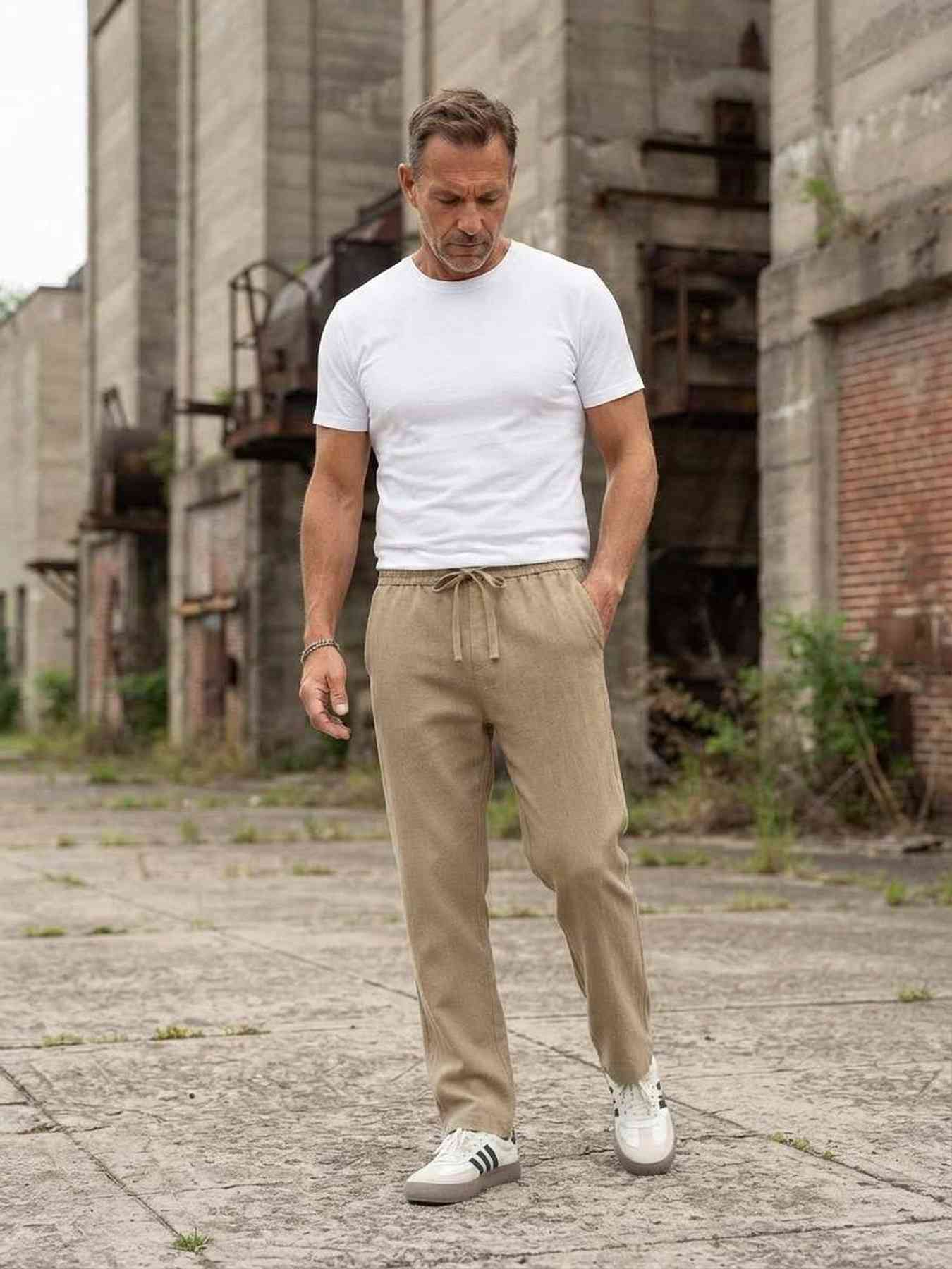 Pantalon décontracté homme, corduroie, coupe droite, anti-froissement