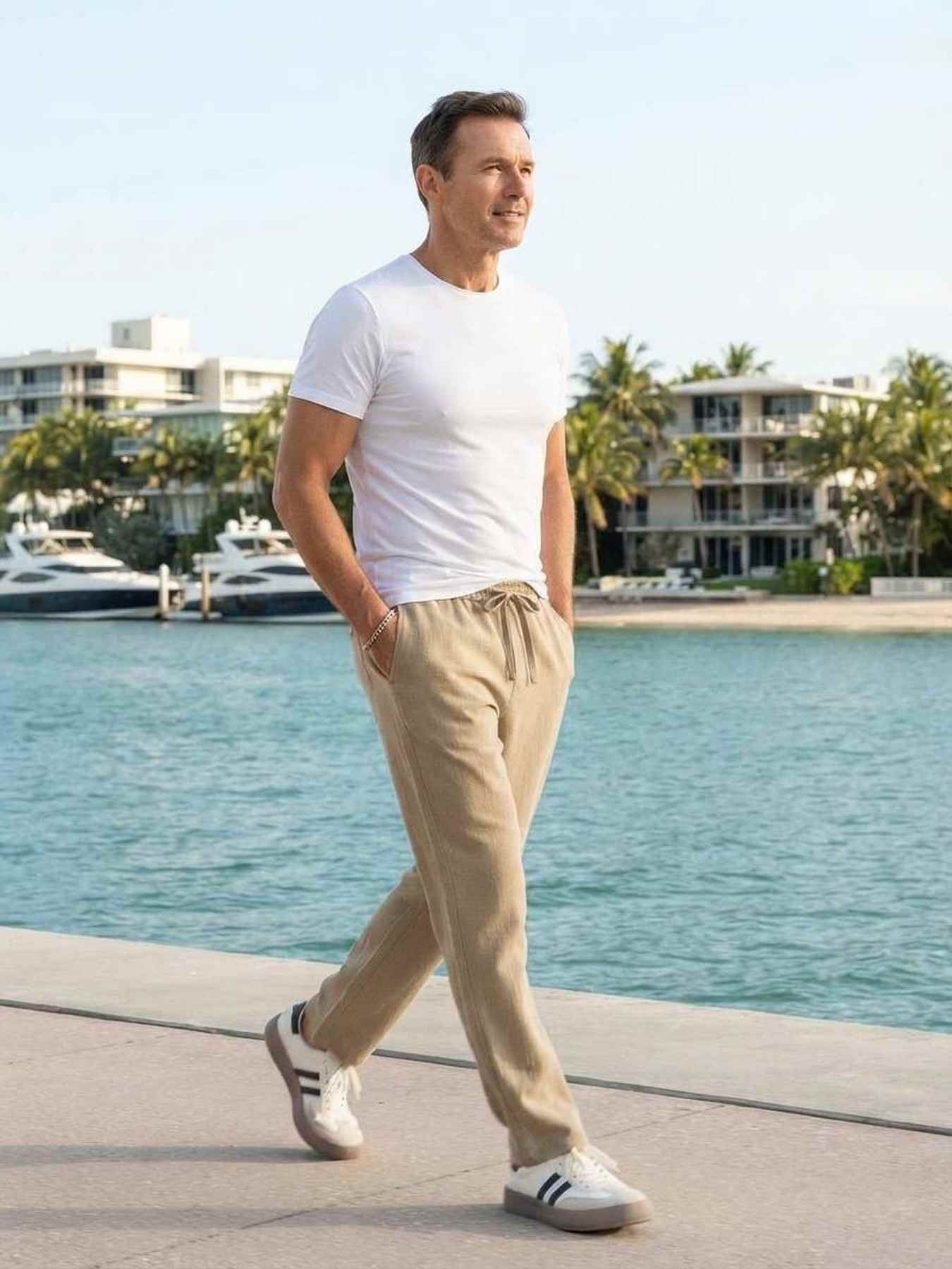 Pantalon casual homme tendance ajusté