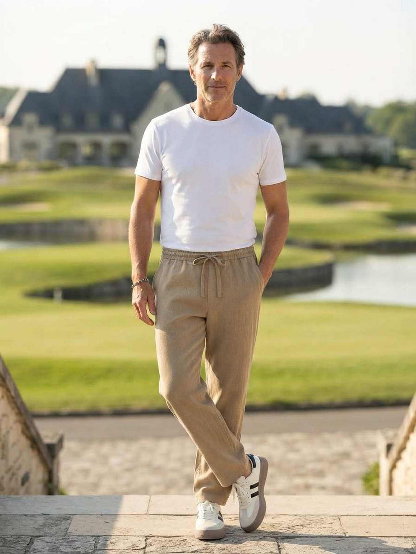 Pantalon homme tendance corduroy droit antirides 9 pouces