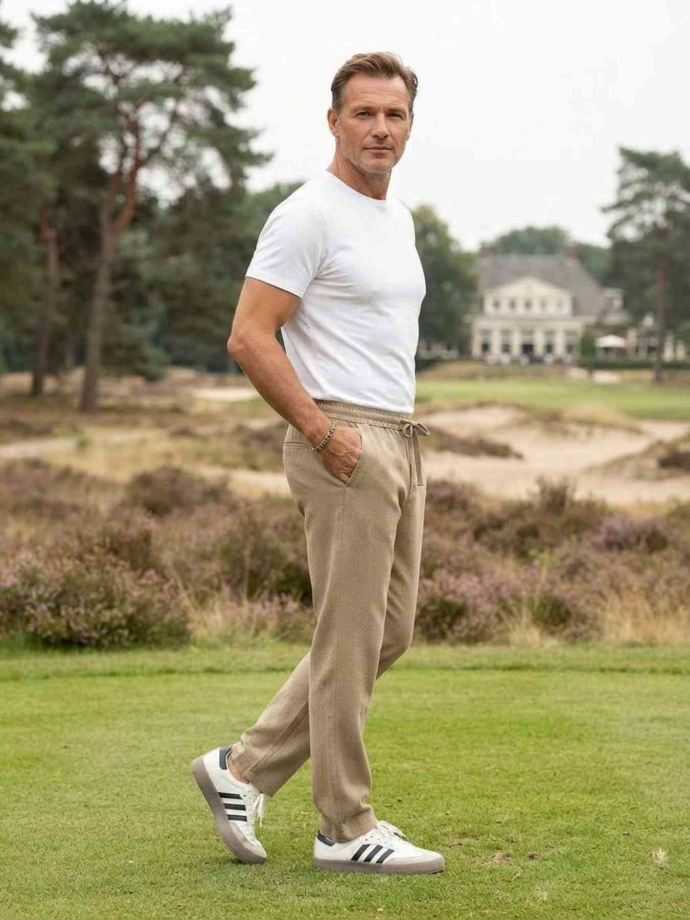 Pantalon casual homme tendance ajusté