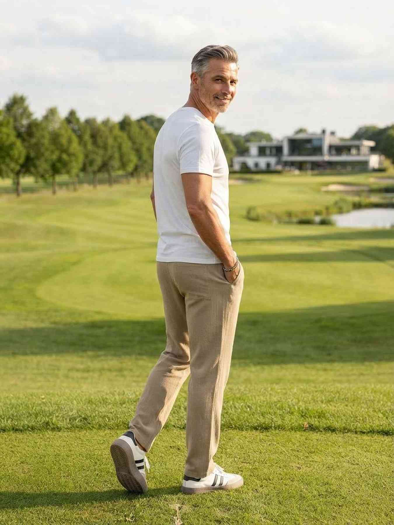 Pantalon casual homme tendance ajusté