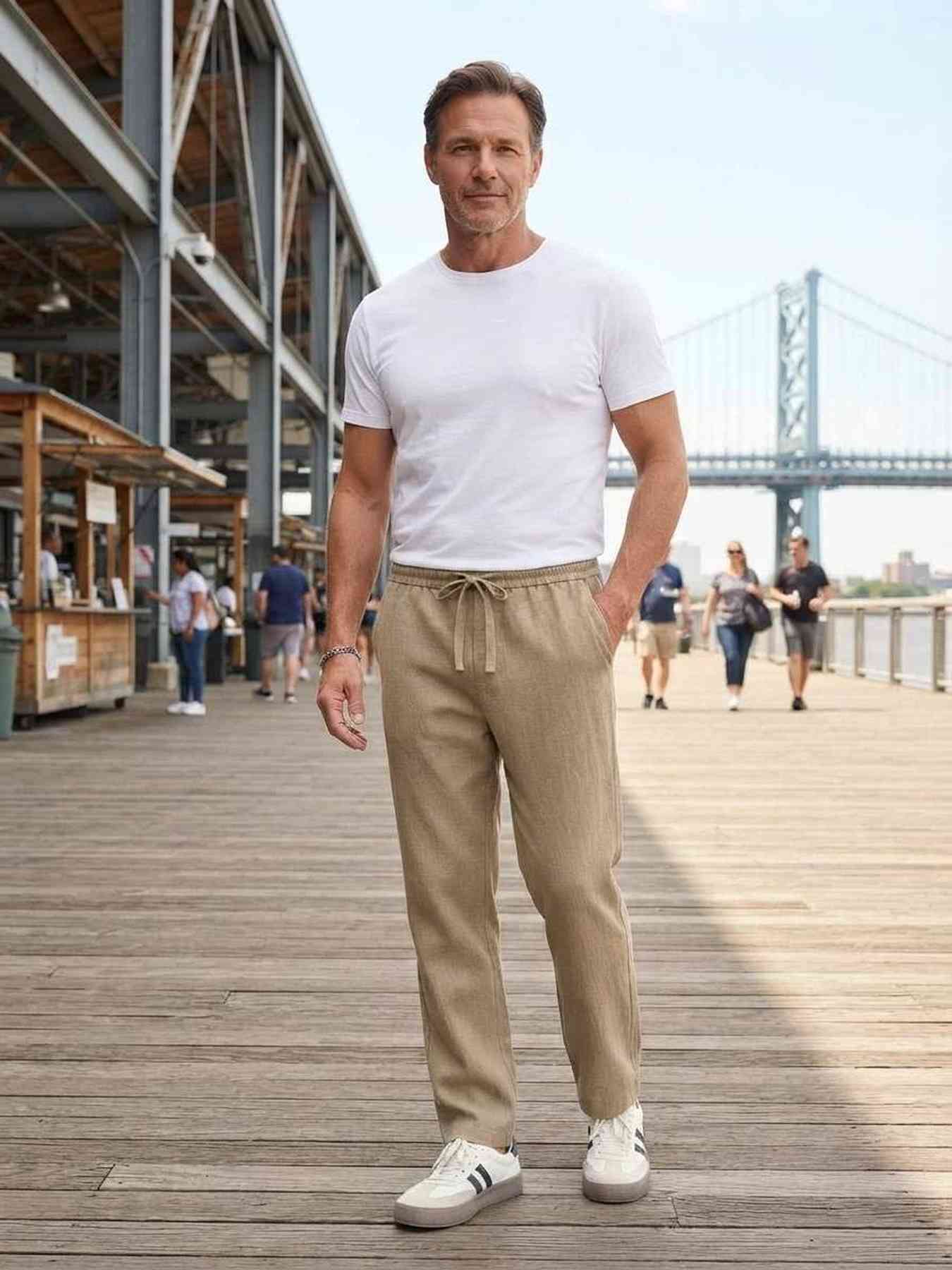 Pantalon casual homme tendance, droit, velours côtelé, ajusté, 9 po
