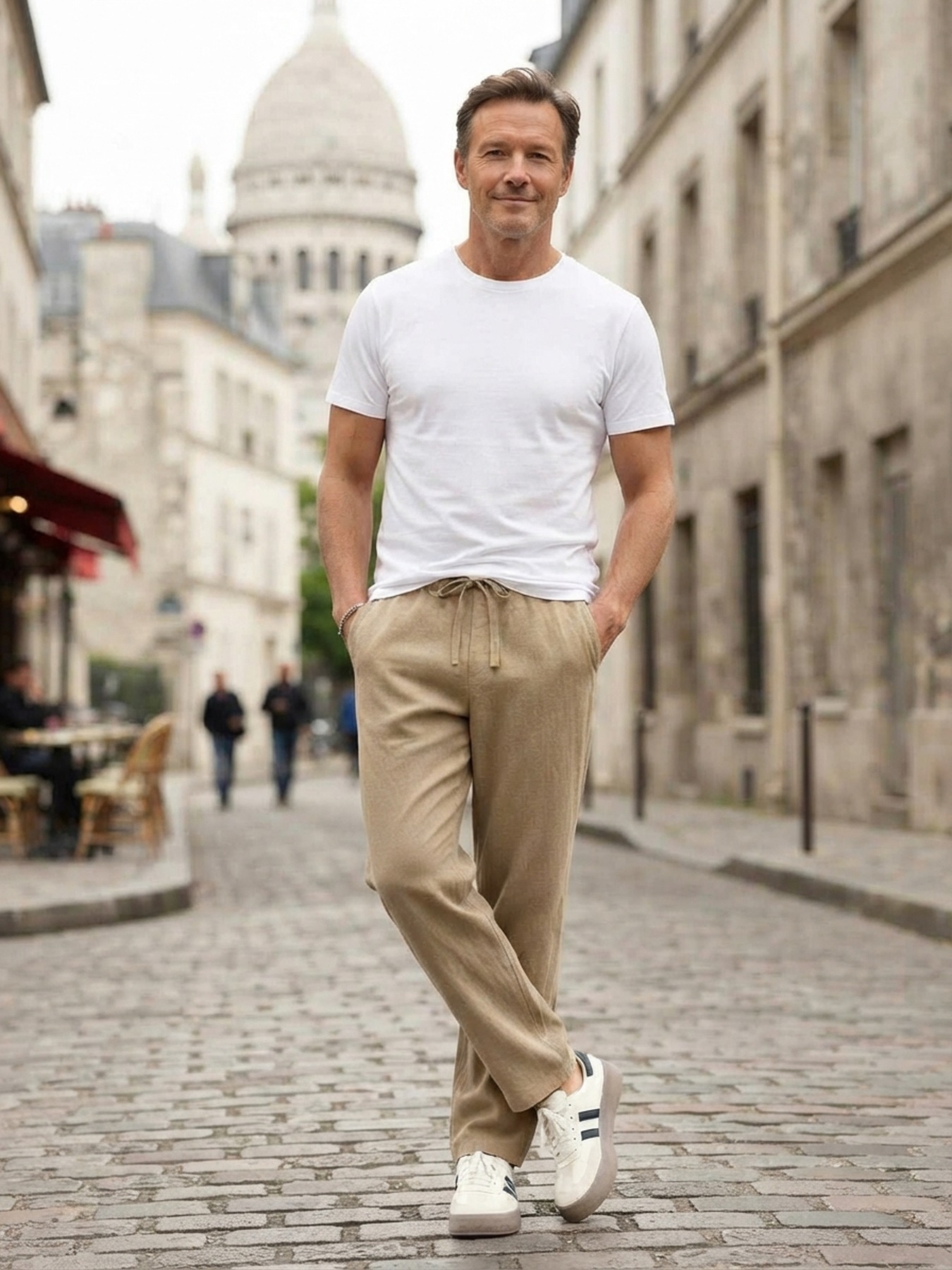 Pantalon casual homme tendance ajusté