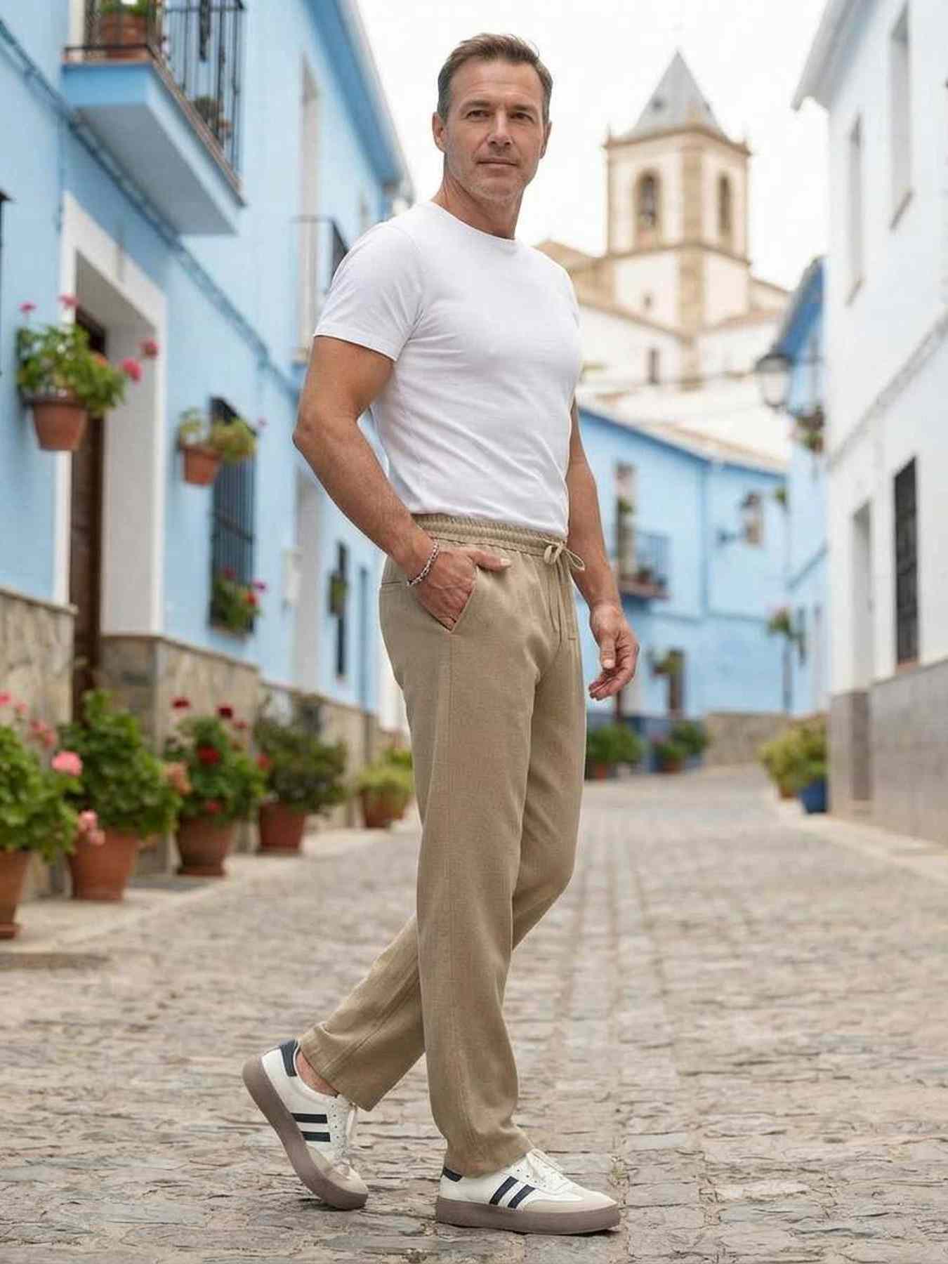 Pantalon casual homme en velours côtelé, coupe droite, anti-froissement