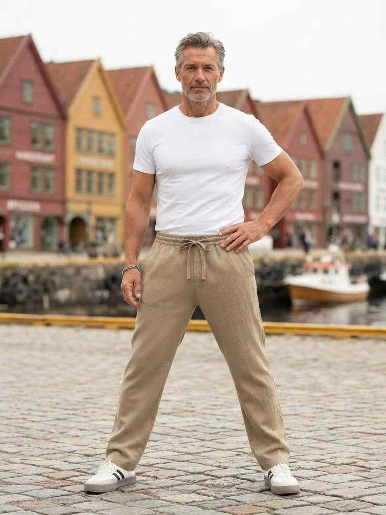 Pantalon casual homme tendance, droit, velours côtelé, ajusté, 9 po