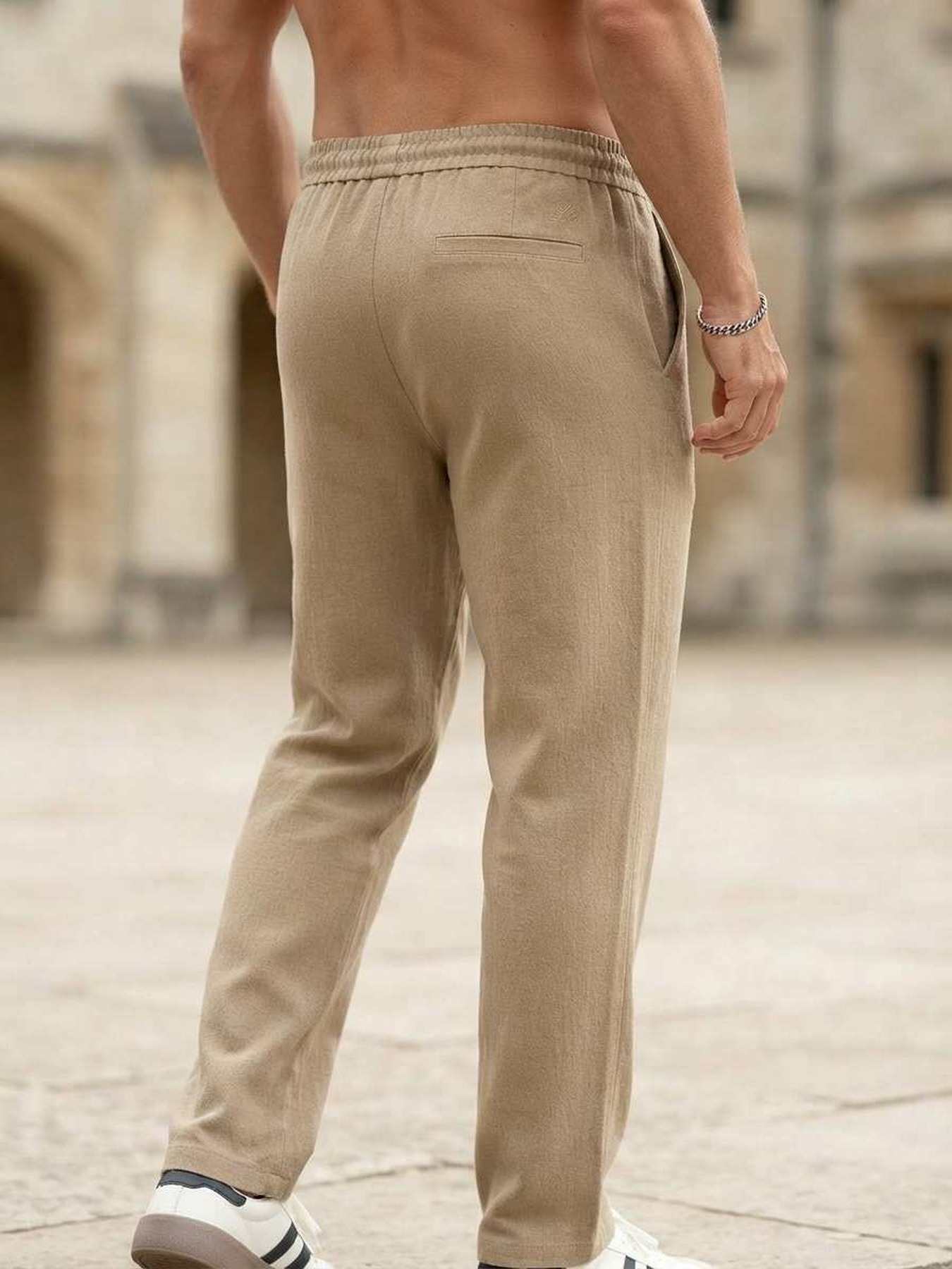 Pantalon casual homme tendance, droit, velours côtelé, ajusté, 9 po