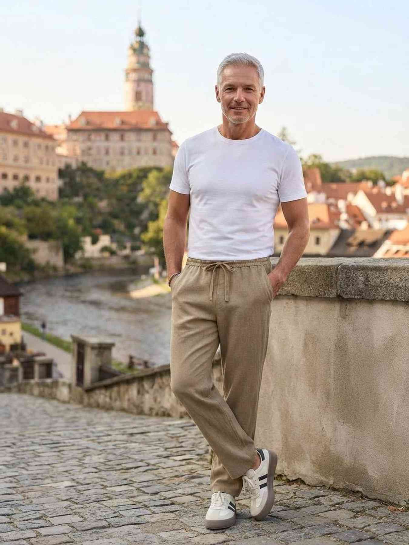 Pantalon casual homme tendance ajusté