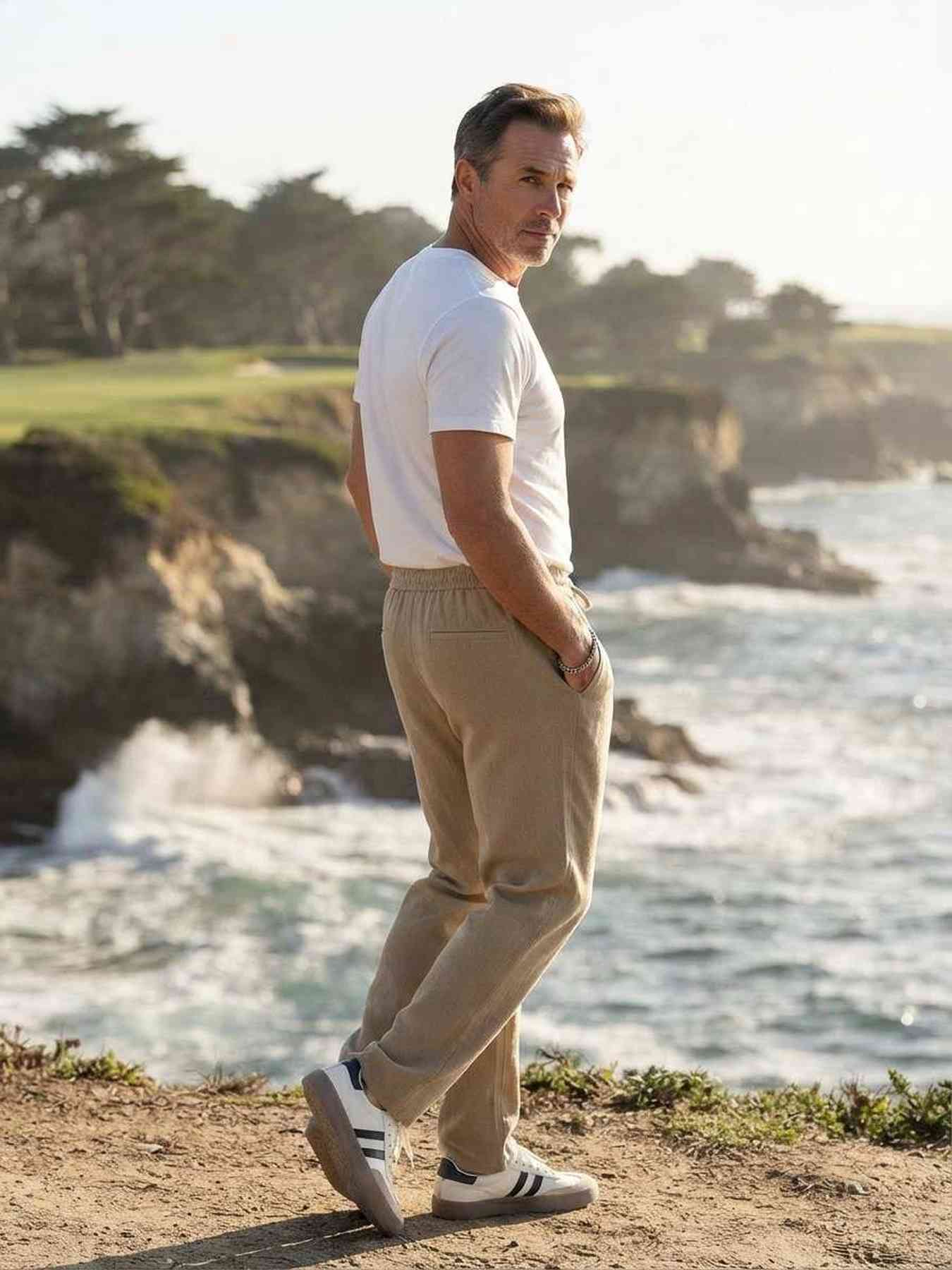Pantalon décontracté homme, corduroie, coupe droite, anti-froissement