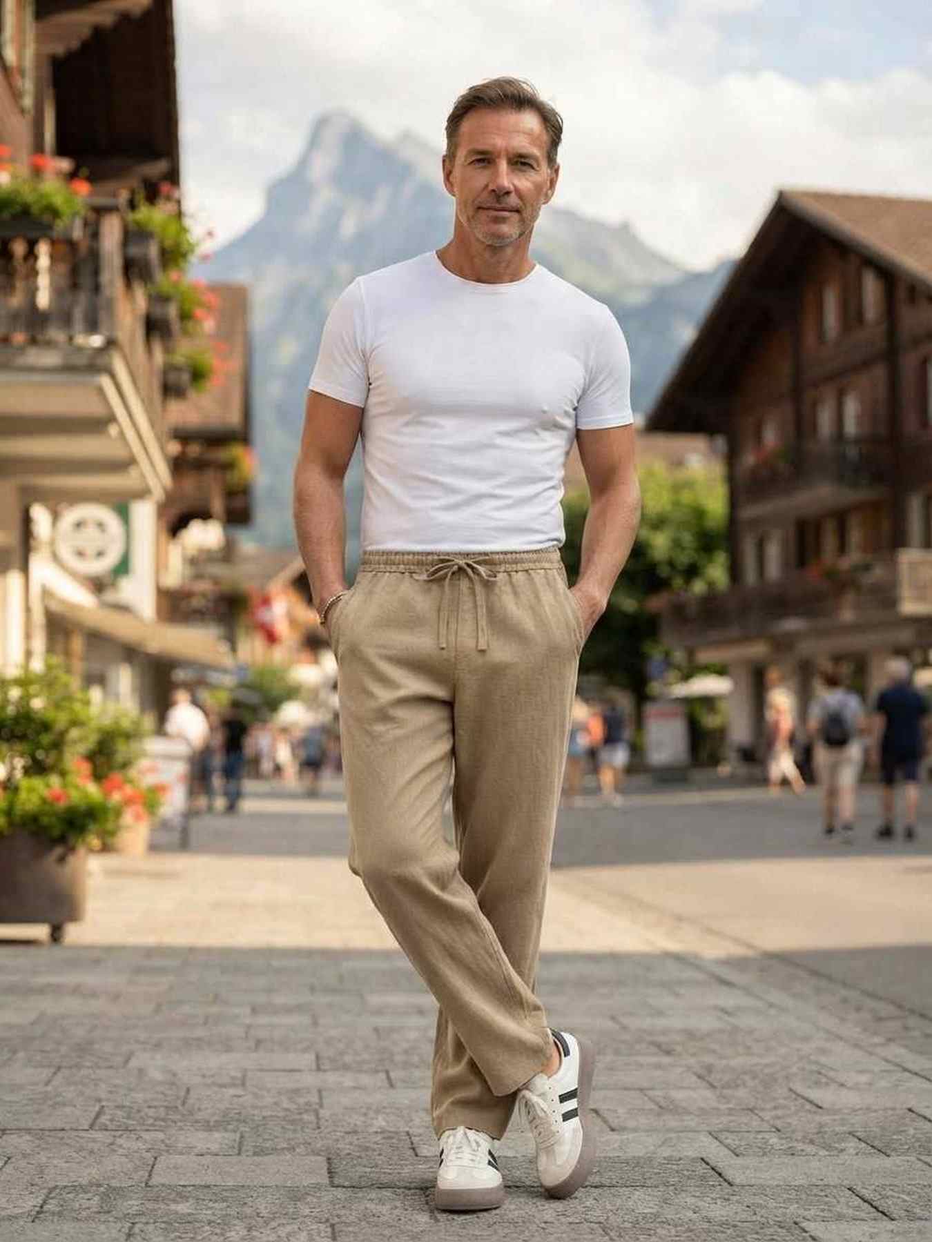 Pantalon casual homme tendance, droit, velours côtelé, ajusté, 9 po