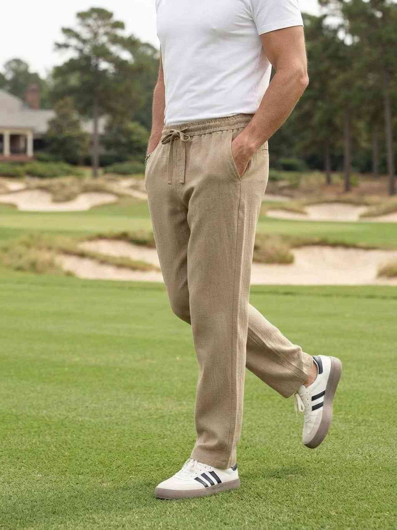 Pantalon casual homme en velours côtelé, coupe droite, anti-froissement