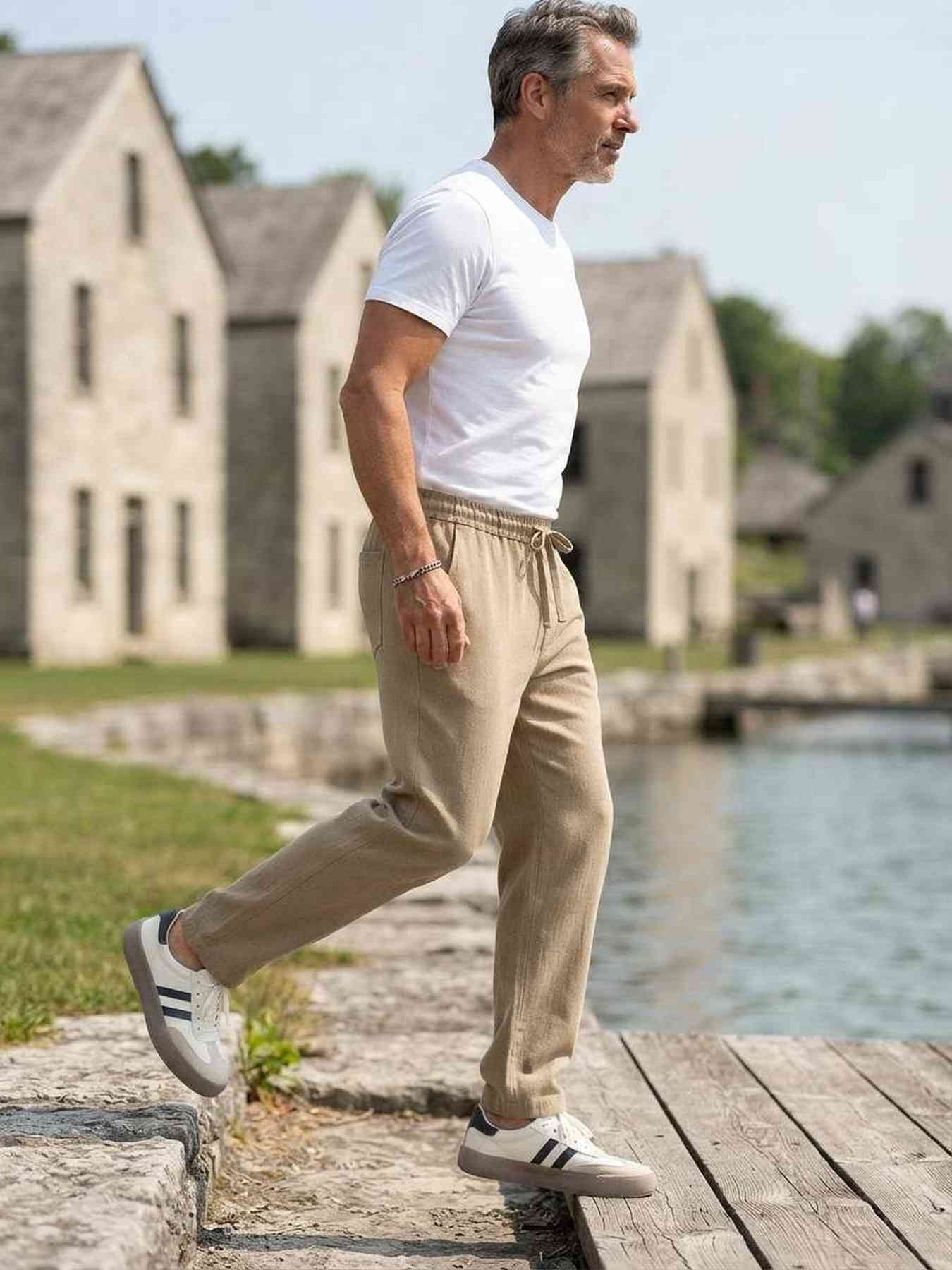 Pantalon casual tendance homme, coupe droite, corduroy, antirides, 9 po