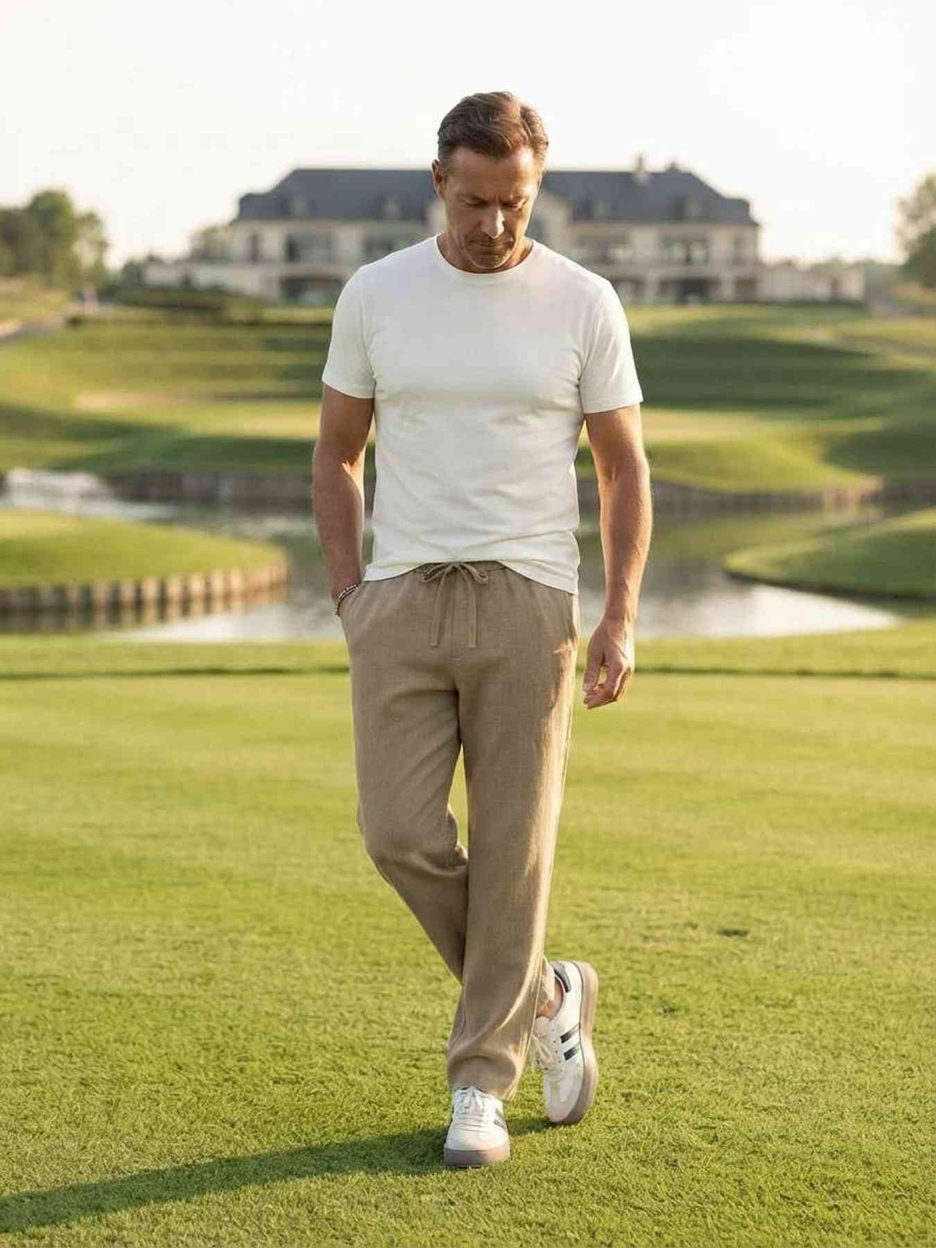 Pantalon casual homme tendance coton