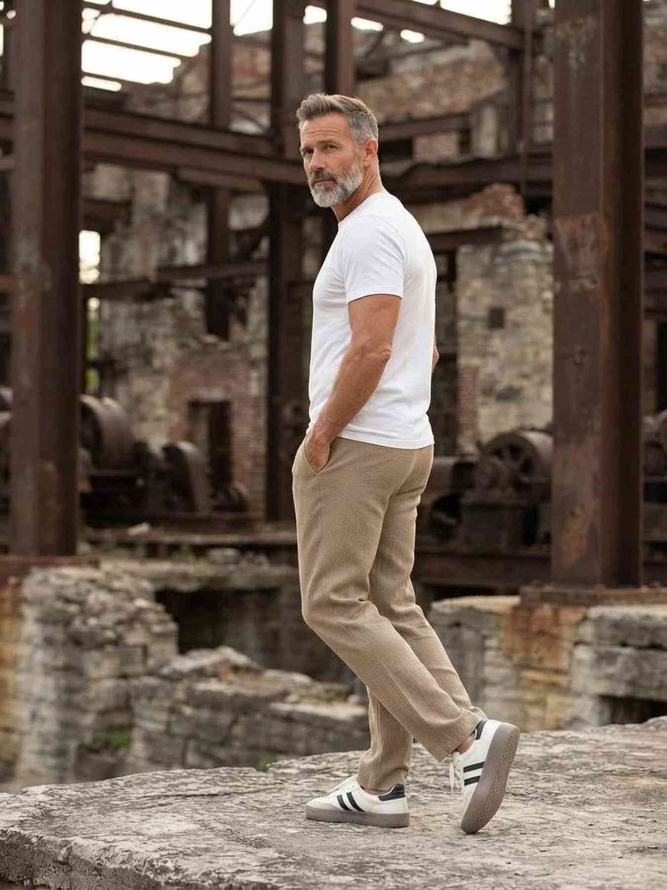 Pantalon casual tendance homme, coupe droite, corduroy, antirides, 9 po