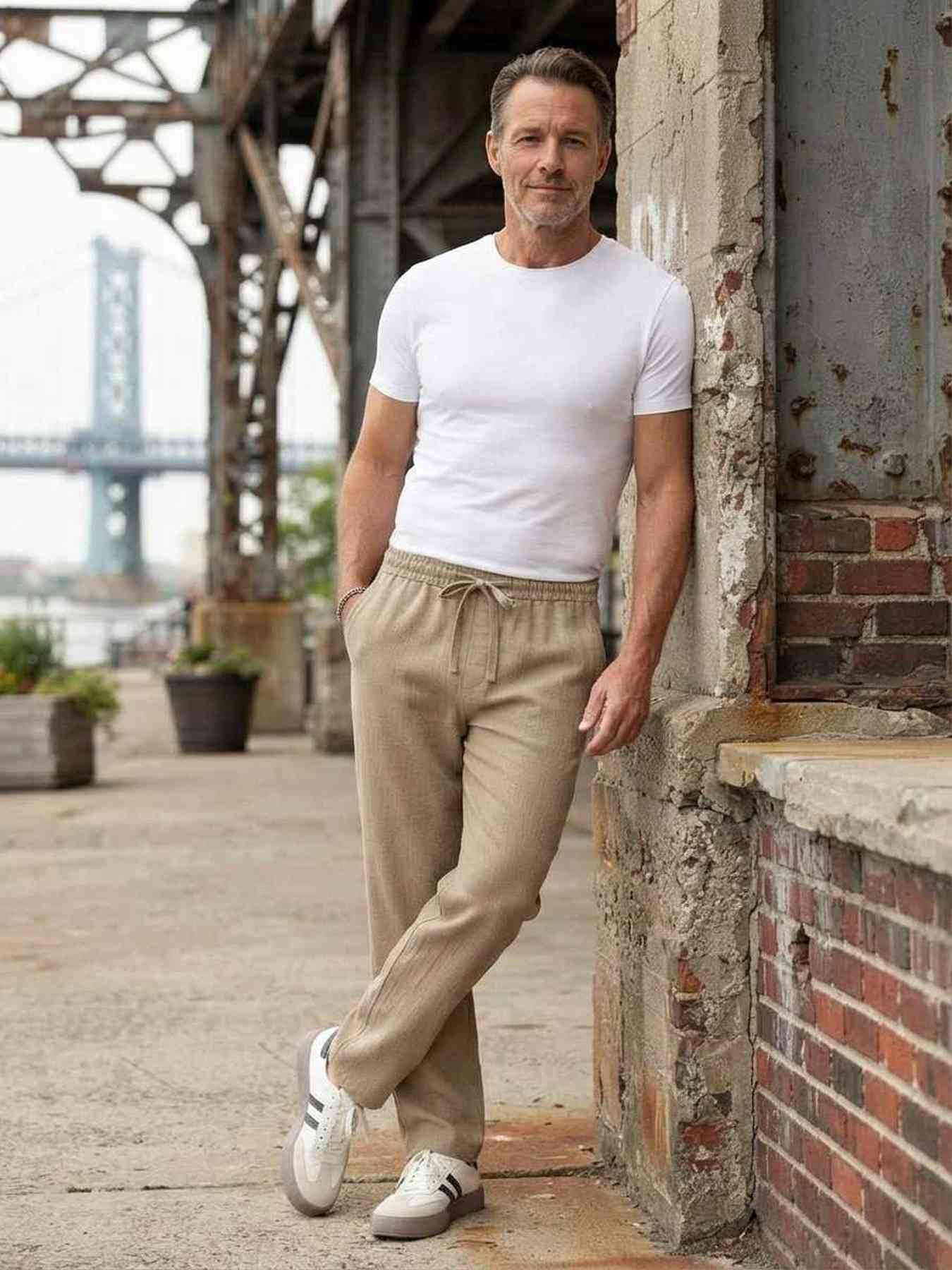 Pantalon casual homme tendance cordon