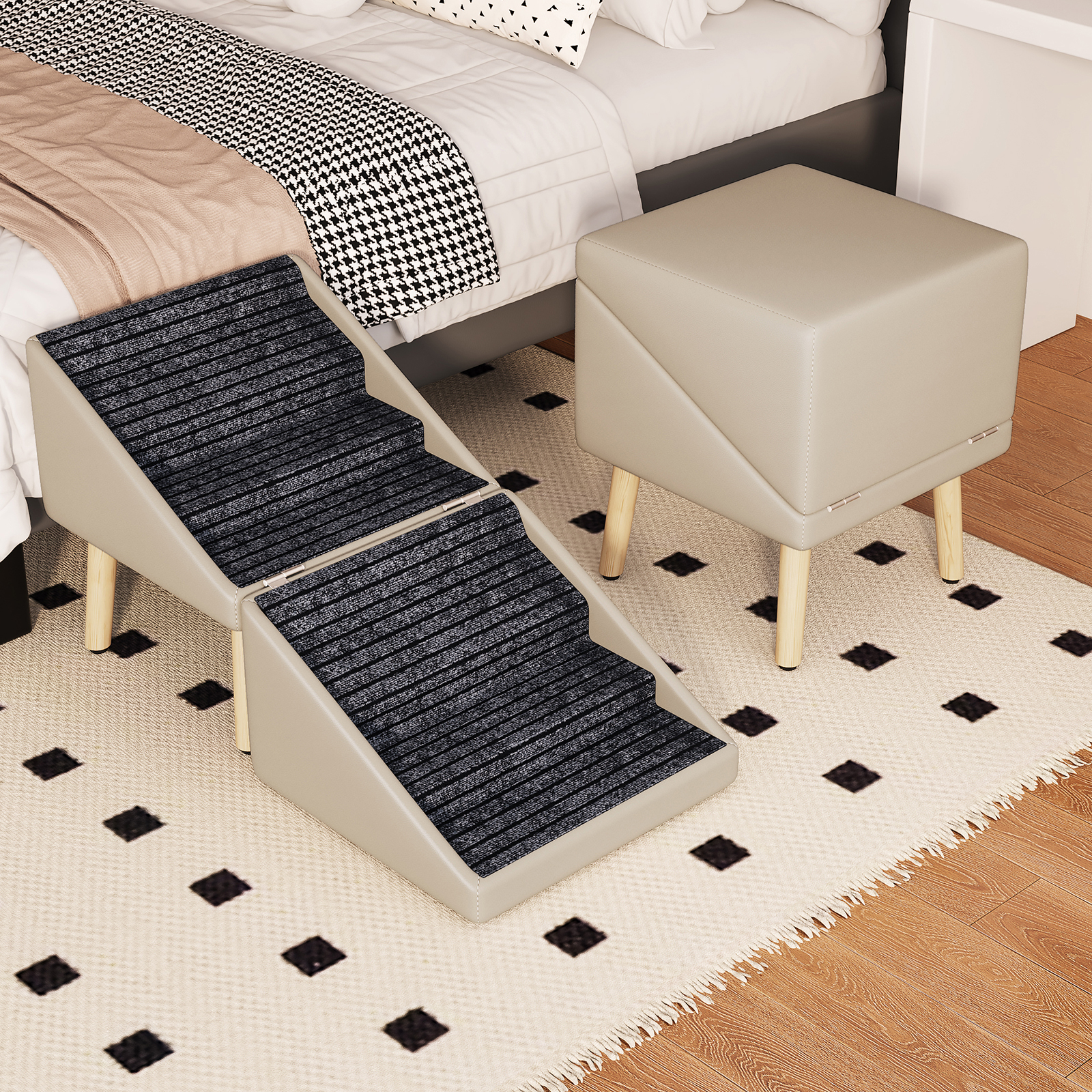 Rampe chien lit/canapé 22.83po, pliable, gris clair
