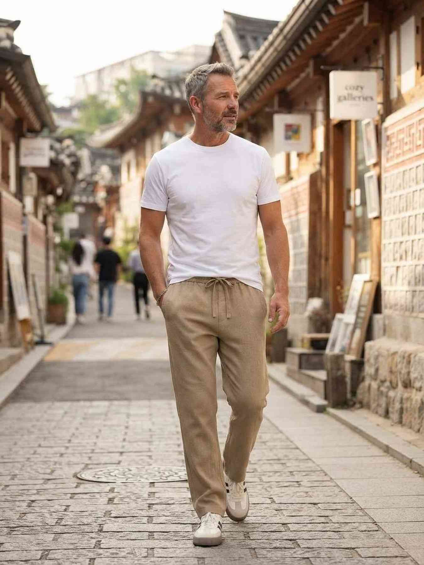 Pantalon casual homme tendance corduroy ajusté
