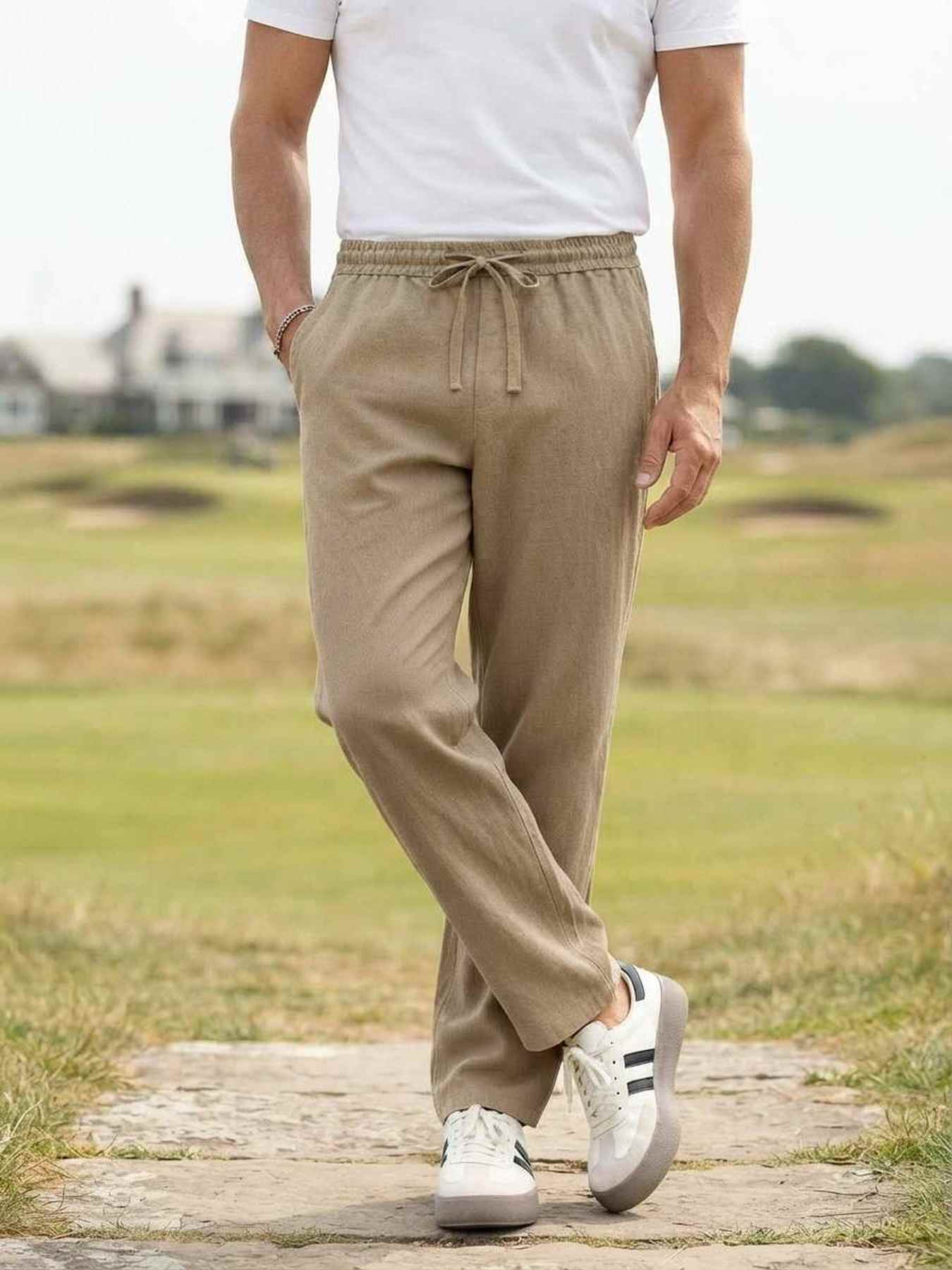 Pantalon casual homme tendance, droit, velours côtelé, ajusté, 9 po