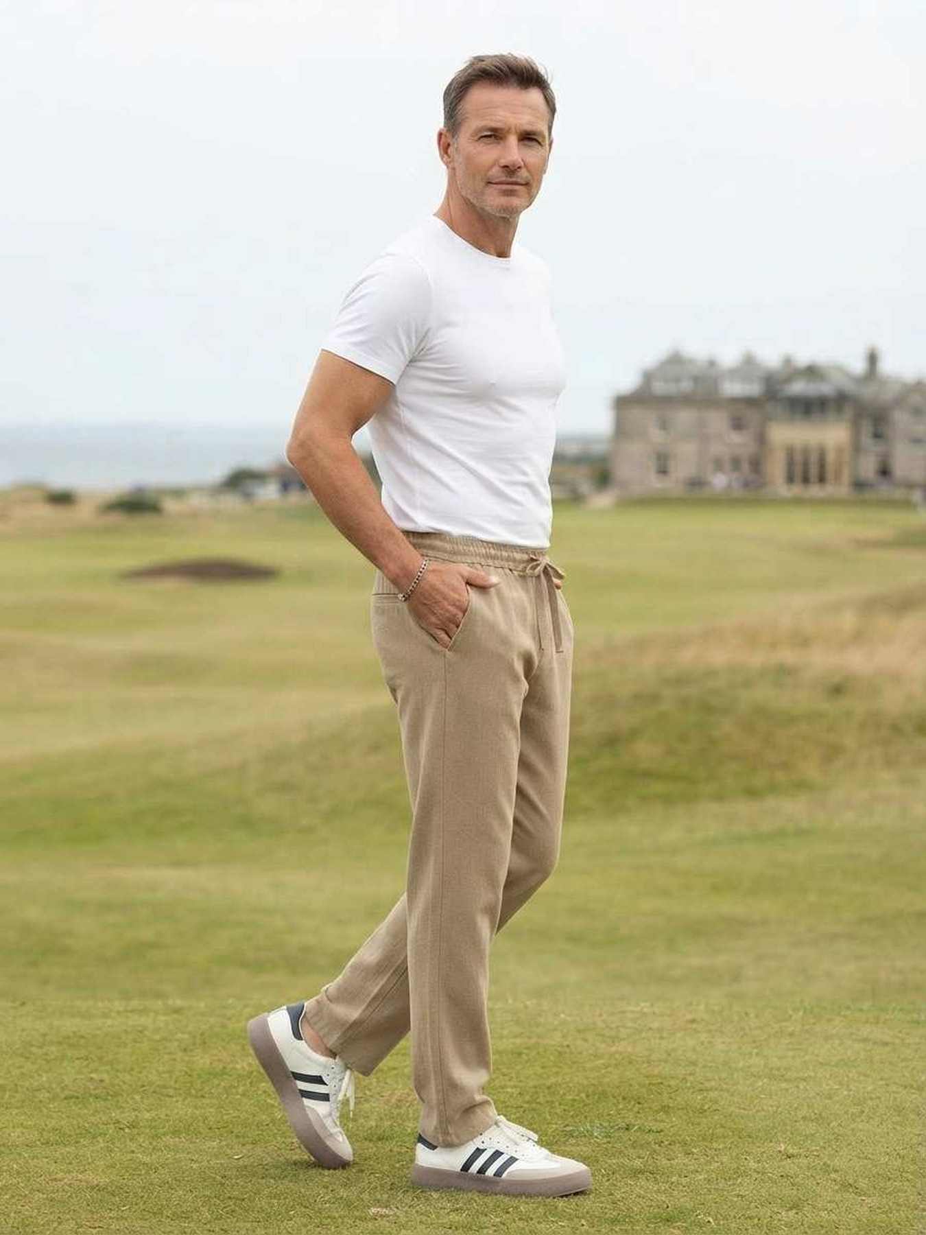 Pantalon casual homme en velours côtelé, coupe droite, anti-froissement