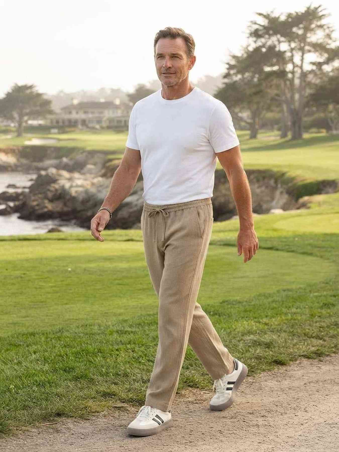 Pantalon décontracté homme tendance coton
